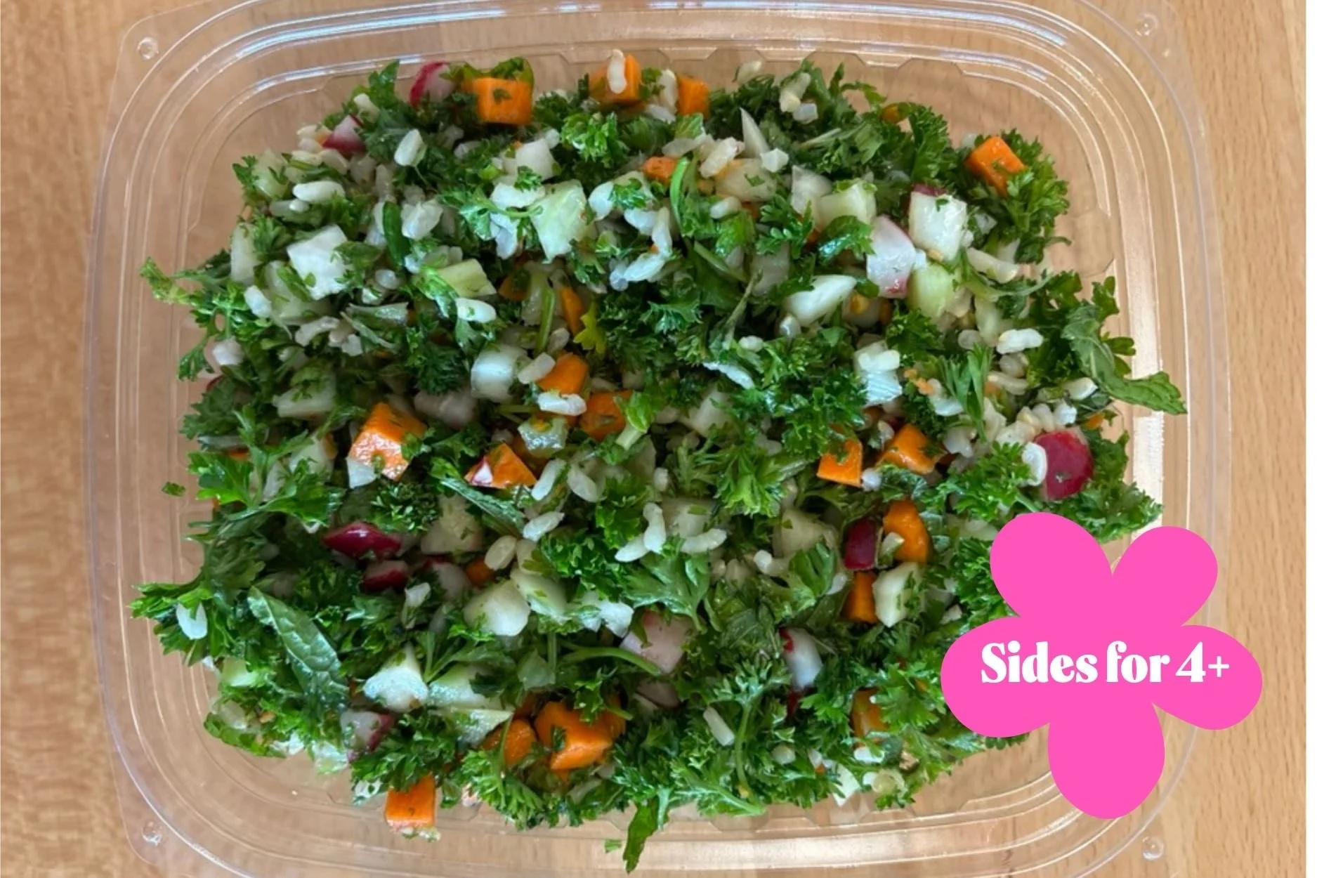 Large servings of single salads