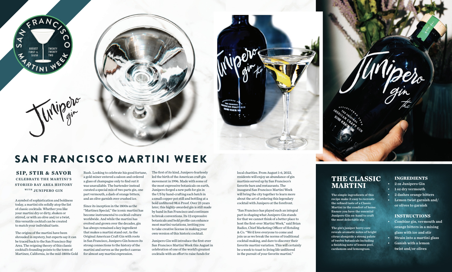 Junipero Gin for San Francisco Magazine, 2022