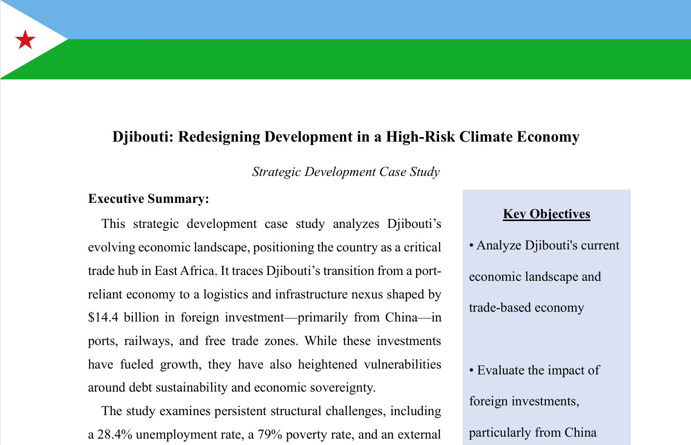Djibouti: Resilient Development in a Climate-Vulnerable State