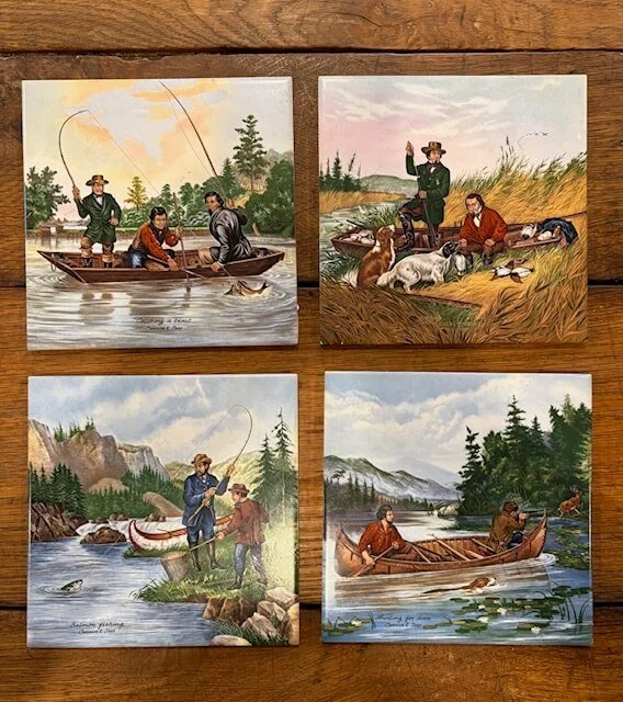 Vintage Currier & Ives Ceramic Tiles (Set of 4)