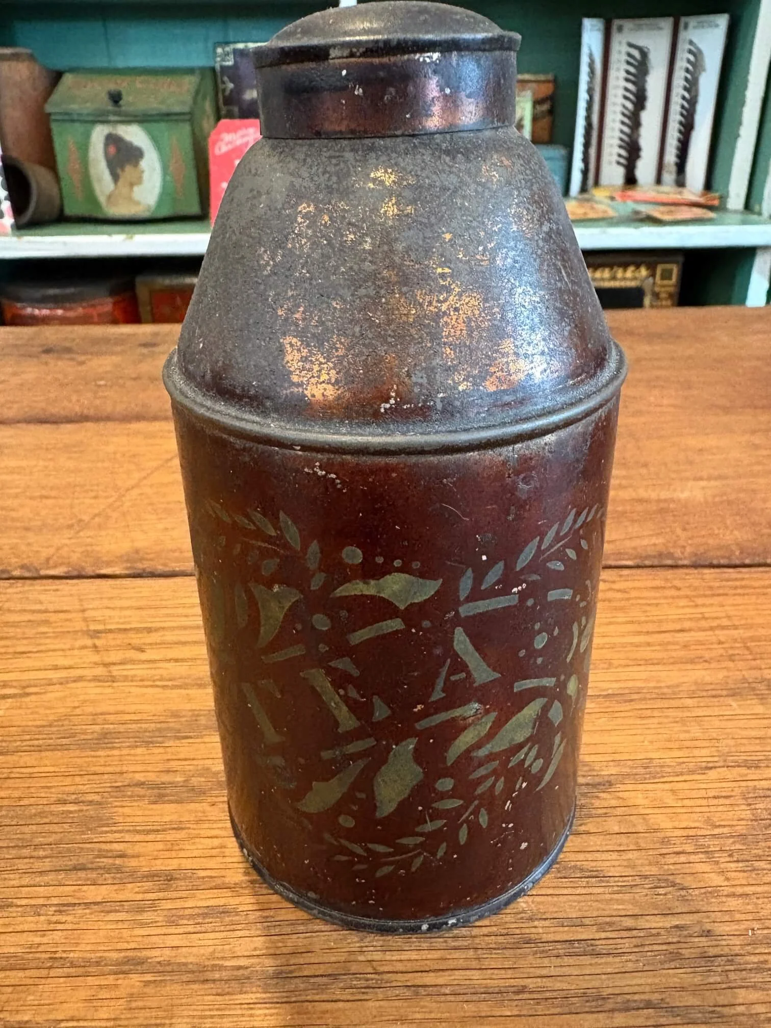 Stencilled Tea Canister