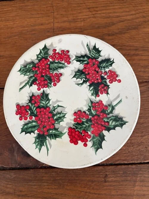 Vintage Christmas Tin with Holly