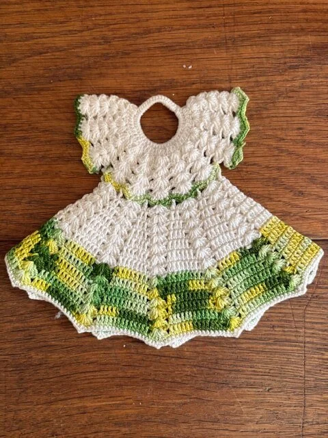 Vintage Crocheted Pot Holder - Dress