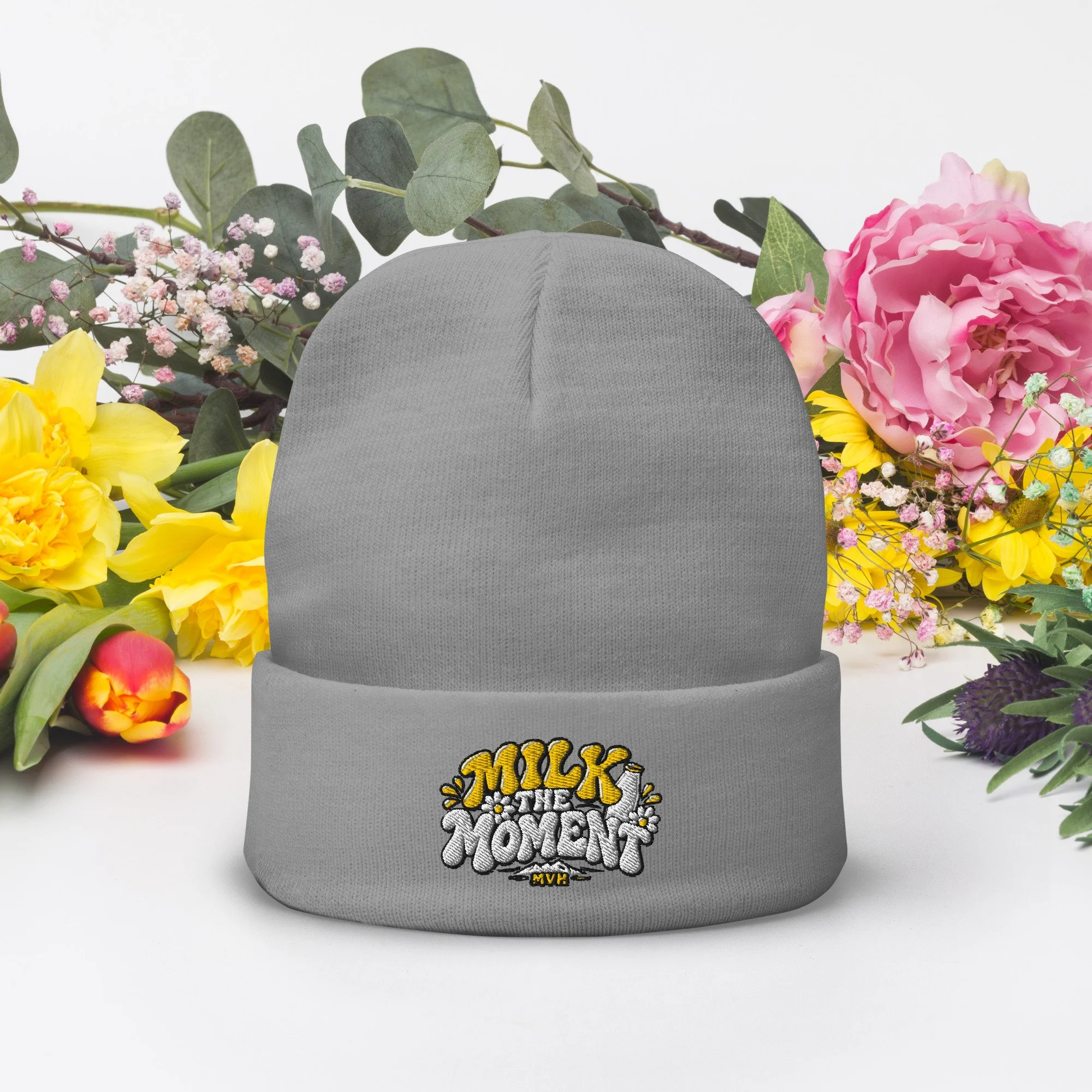 Milk the Moment Embroidered Beanie