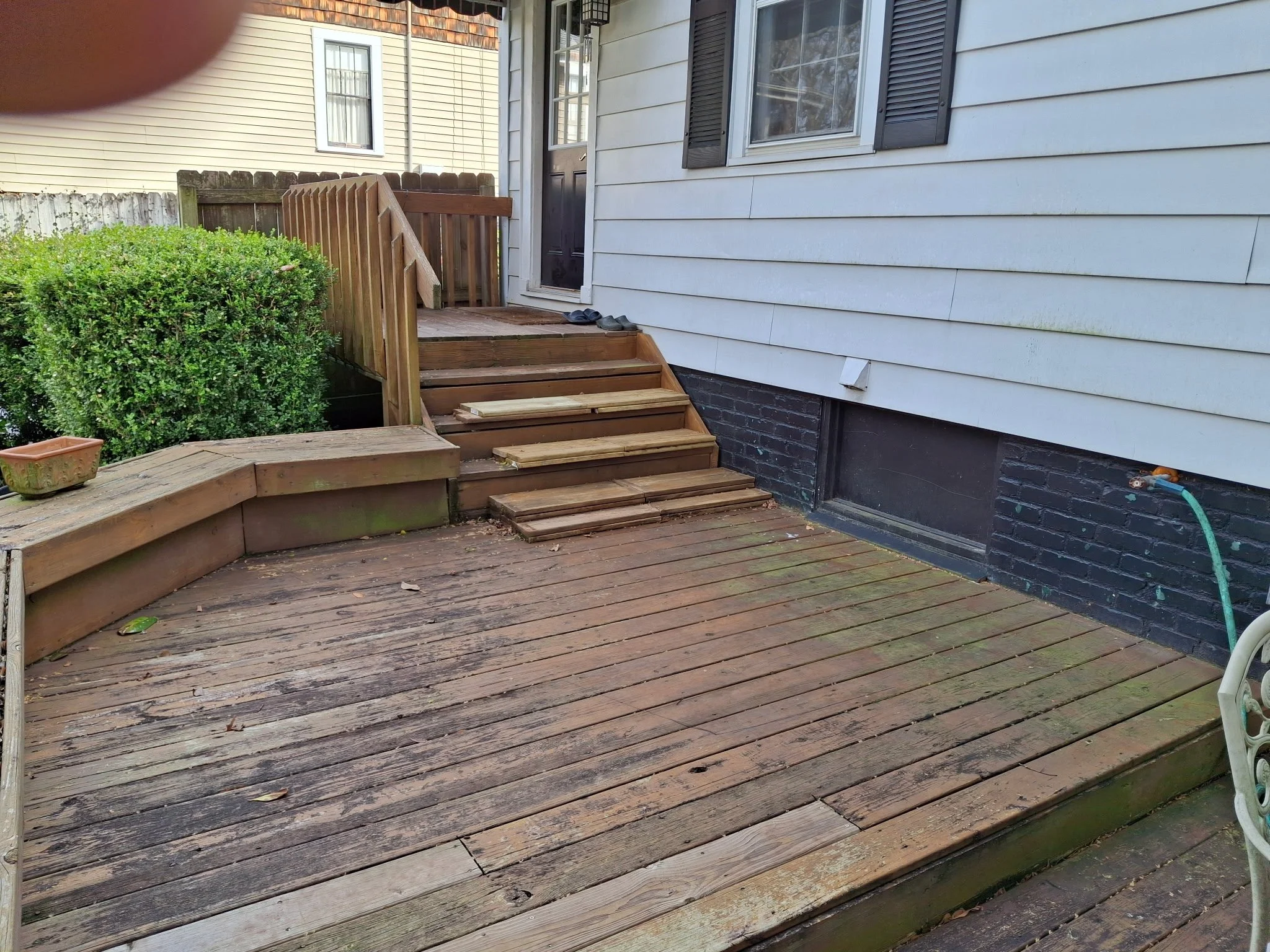 Before pic of deck stairs replacement - carpenter near me - Greenville, SC