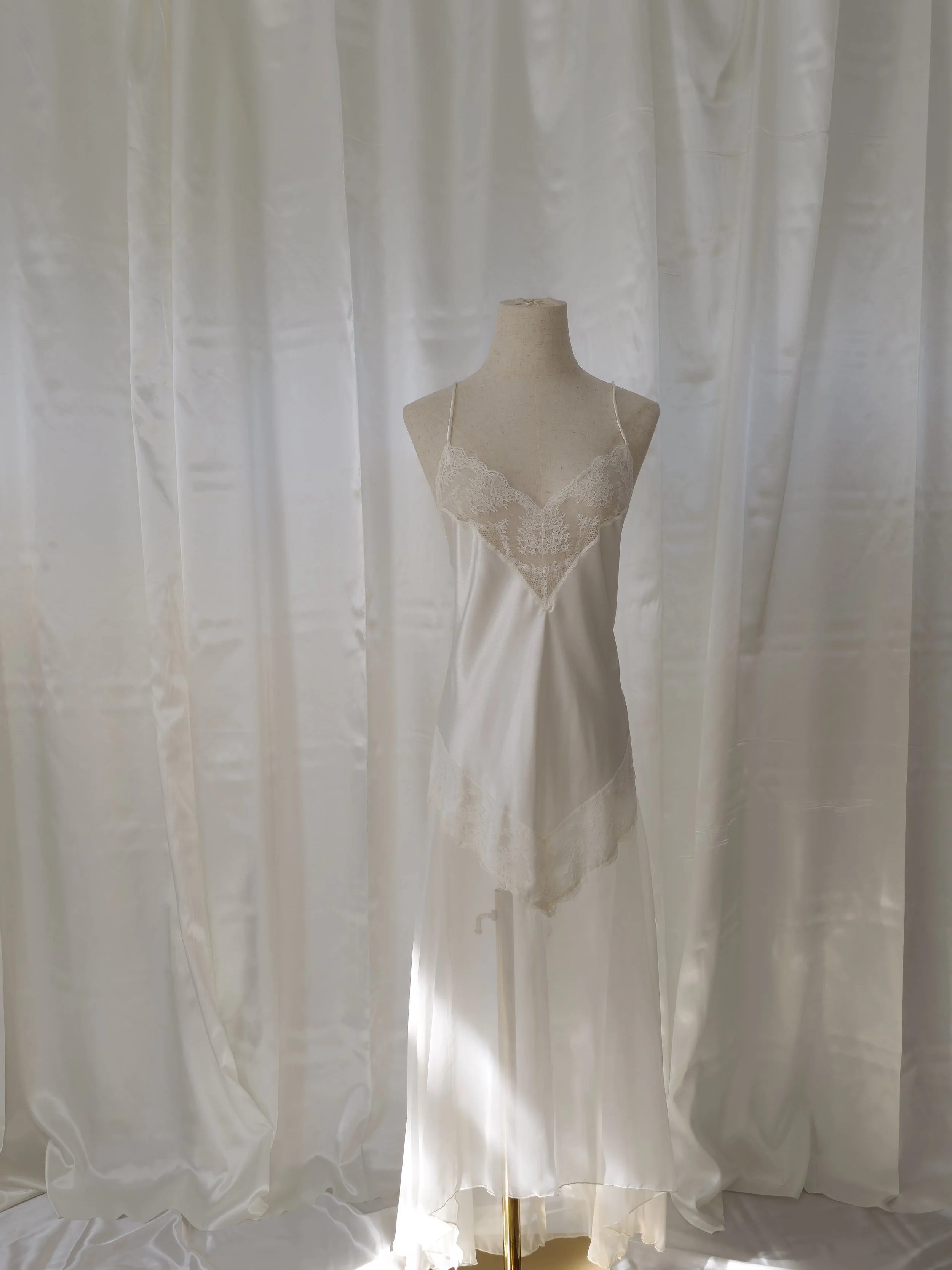c. 1990s Vintage Ivory Satin & Lace Nightgown