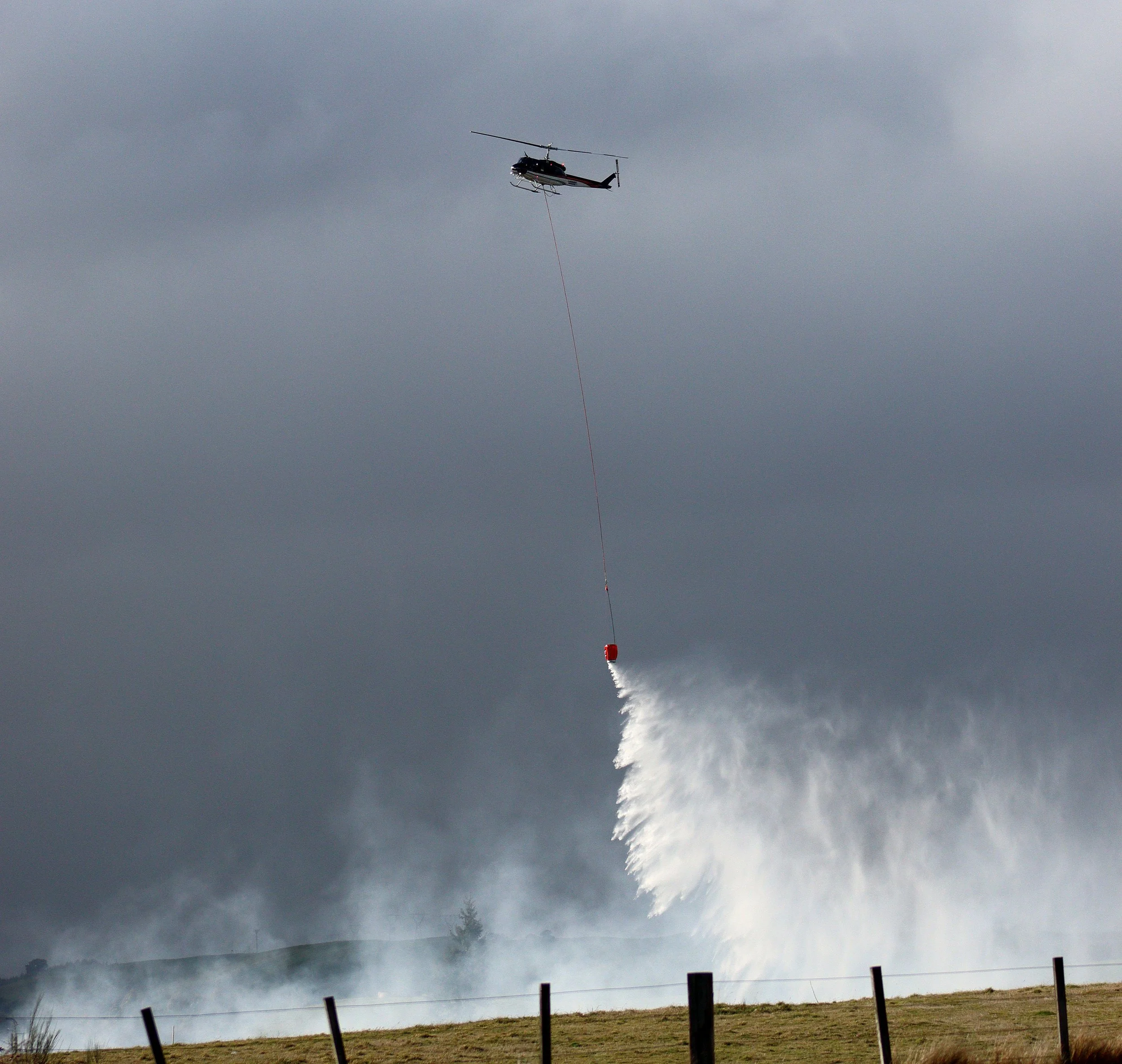 Fire closes highway at Broadlands.