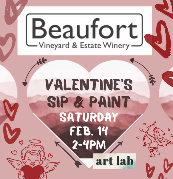 Wine Stained Heart Garland at Beaufort Winery Feb 14 2:00-4:00pm