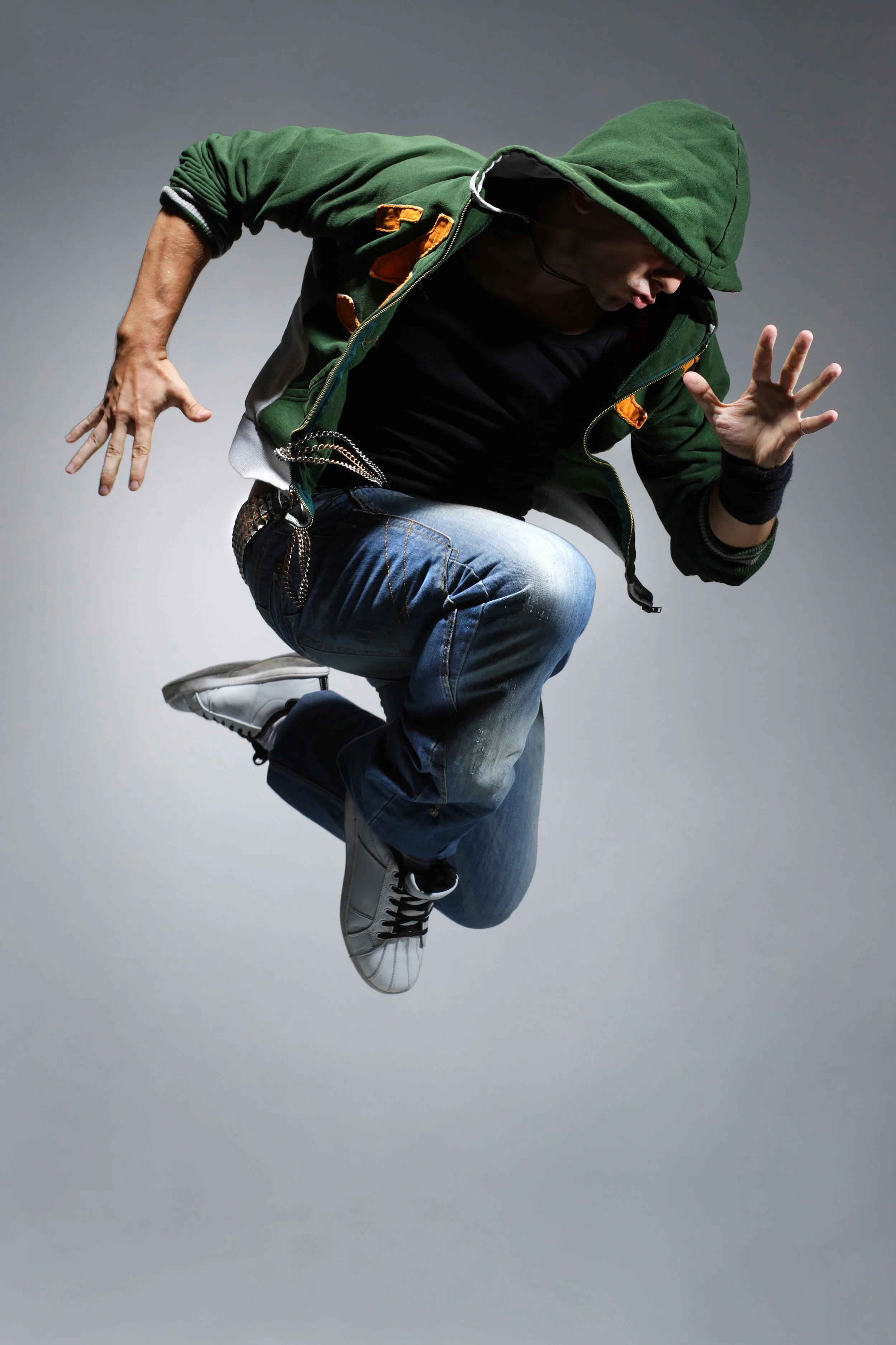 man jumping drone shot