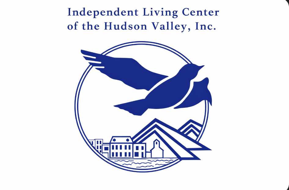 Logo of the Independent Living Center of the Hudson Valley with blue bird and mountain scene.