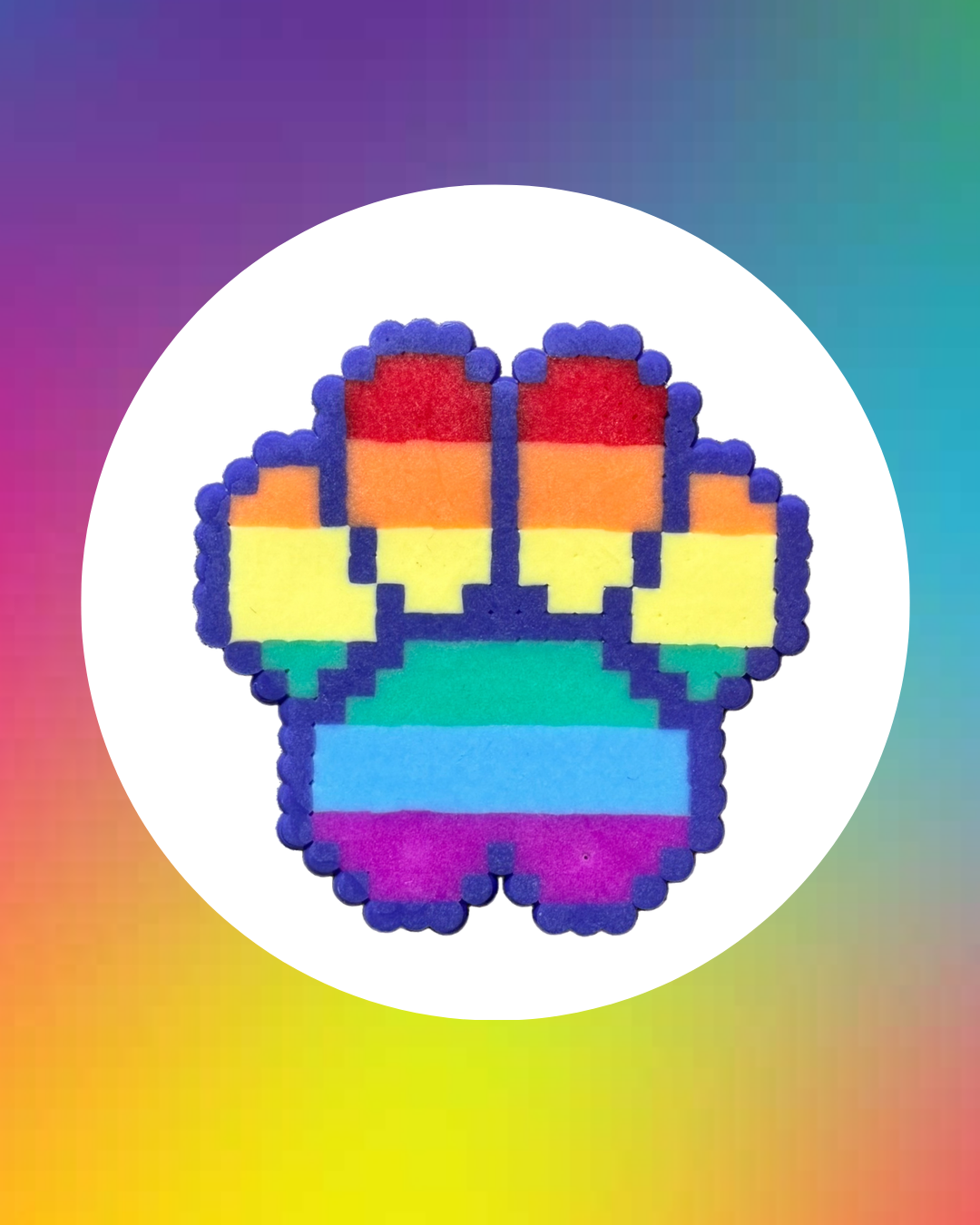 Rainbow Paw Print Pixel Art Magnet