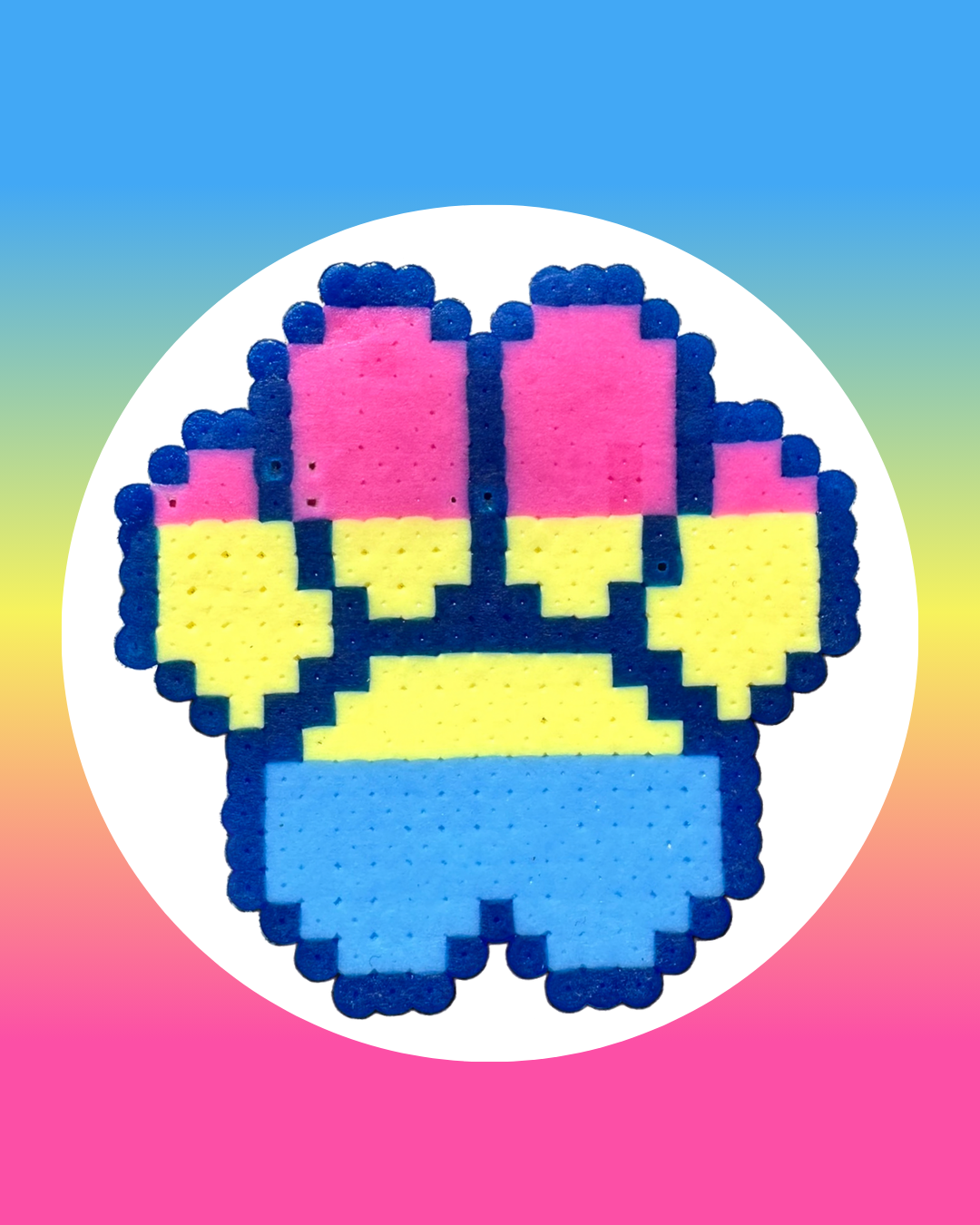 Pansexual Pride Paw Print Pixel Art Magnet