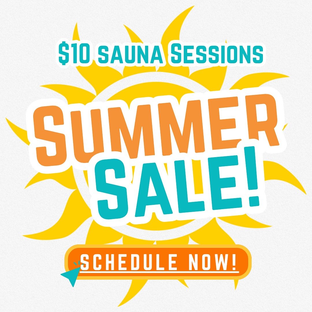 July Summer Sale &ndash; $10 Sauna Sessions! 

Beat the stress and support your mind and body this summer! All infrared sauna sessions are just $10 for the entire month of July.

Relax, reset, and let the healing heat do the work&mdash;your nervous s