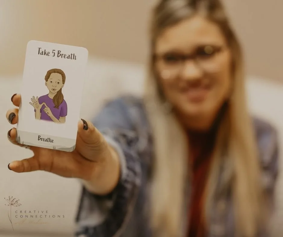 A Take 5 breath is a simple, tactile mindfulness technique designed to help calm the nervous system.

Using one hand, slowly trace each finger while taking five slow breaths &mdash; breathing in through the nose and out through the mouth. The combina