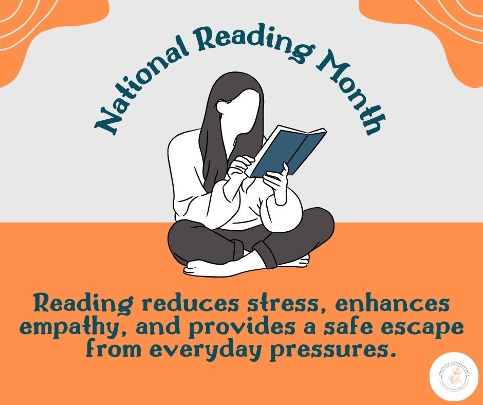 March is National Reading Month, a perfect time to celebrate the power of books! Reading not only enriches the mind but also supports mental health by reducing stress and fostering empathy. Let's make reading a part of our wellness journey!

Dive int