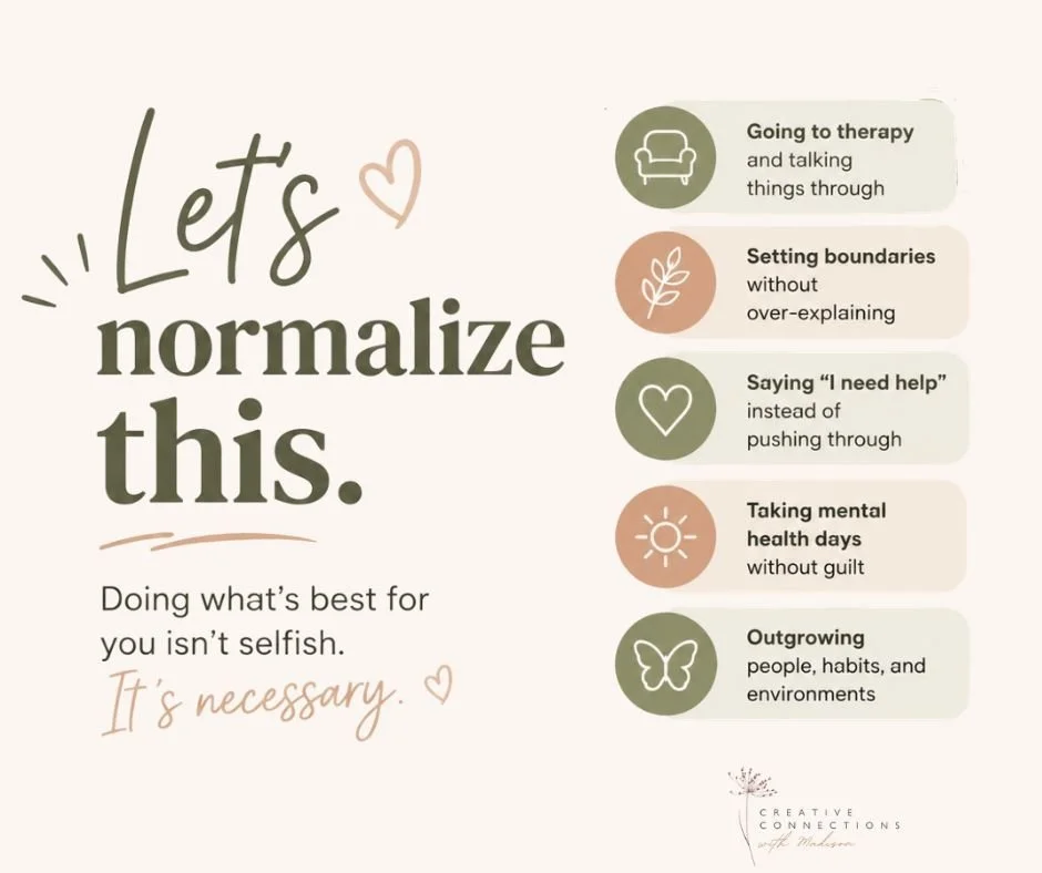 Let&rsquo;s normalize doing what&rsquo;s actually best for you &mdash; even when it feels uncomfortable at first.

Let&rsquo;s normalize:
&bull; Going to therapy and talking things through
&bull; Setting boundaries without over-explaining
&bull; Sayi