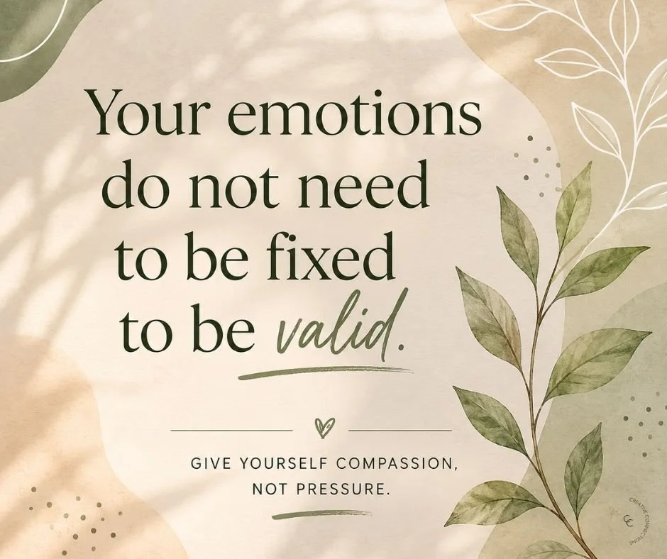 Not every emotion is a problem to solve.

Sometimes sadness needs space.
Sometimes anxiety needs understanding.
Sometimes anger is pointing toward a boundary that matters.

We often pressure ourselves to &ldquo;get over it&rdquo; quickly, but emotion