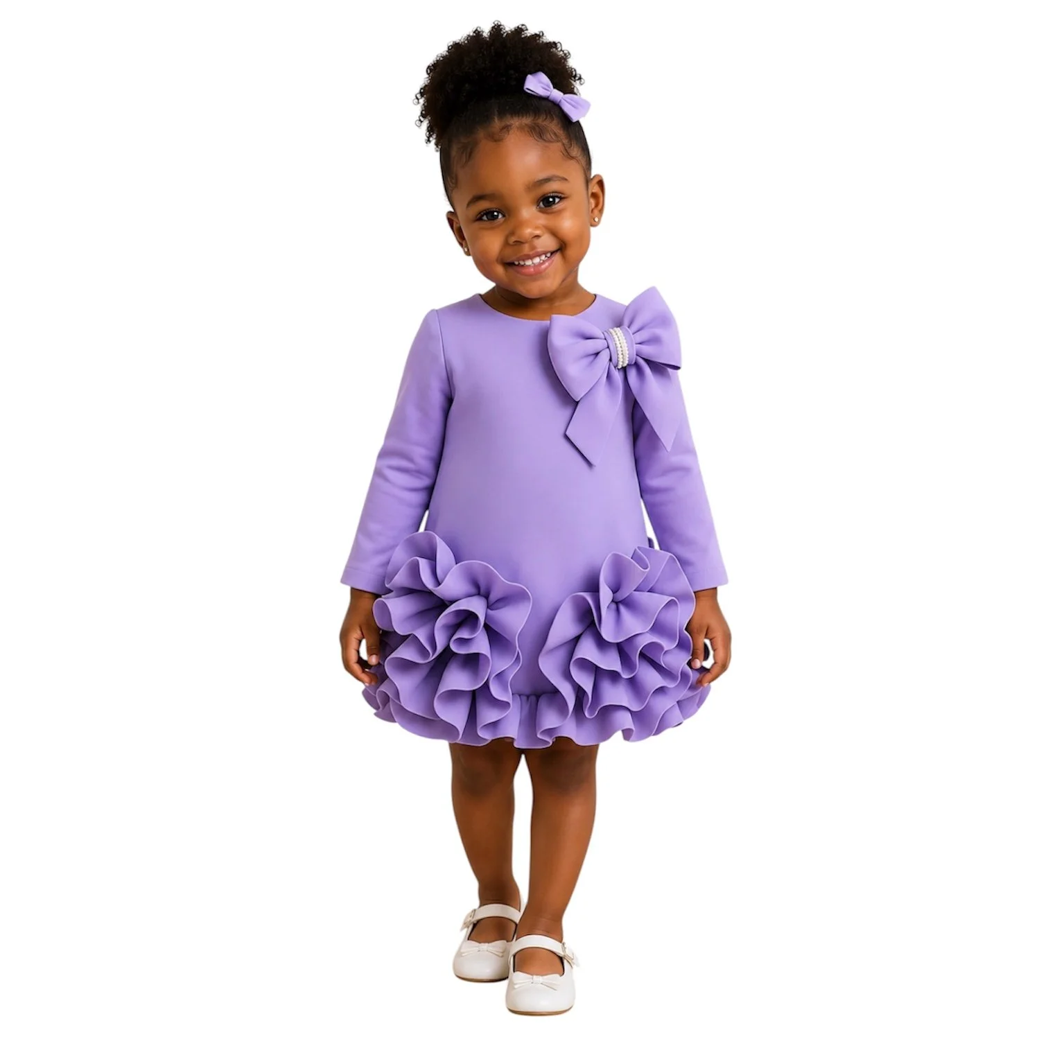 Lilac Grace girls dress featuring elegant ruffle design