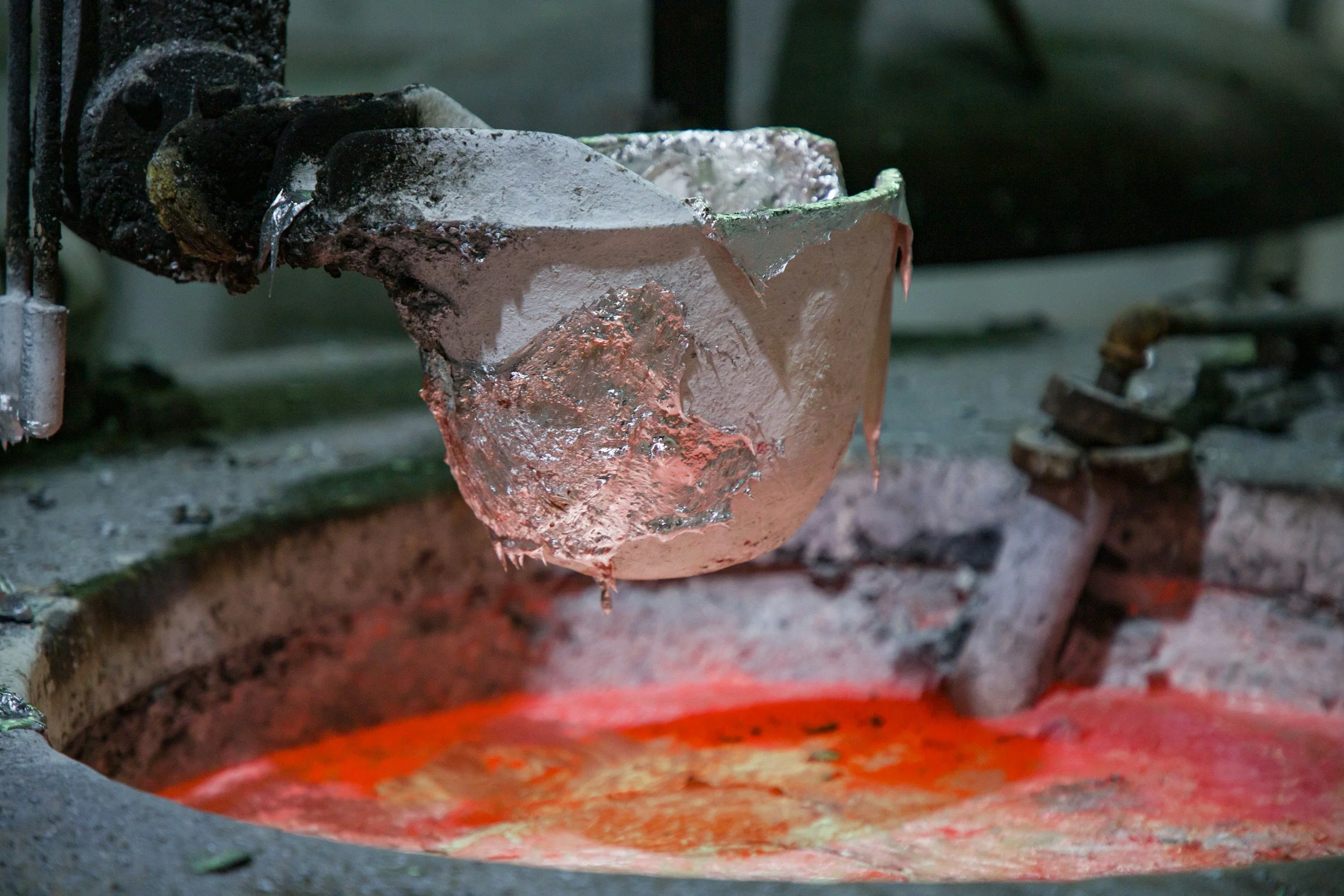 Close up of metal smelting