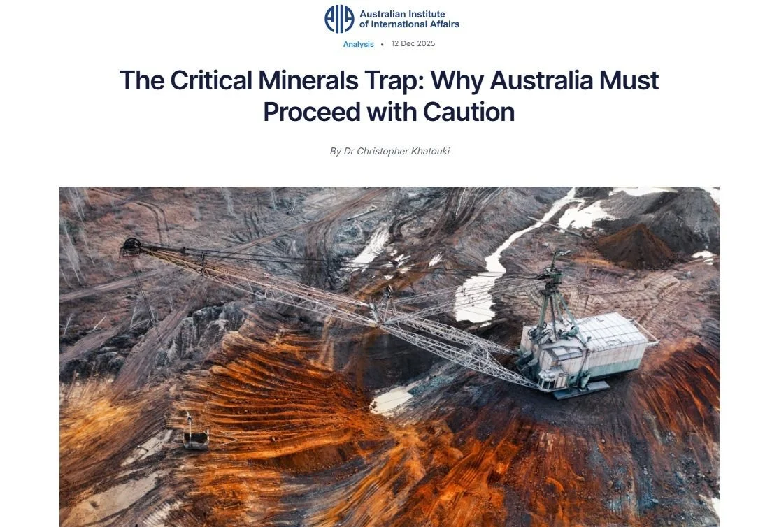 Screenshot of Christopher Khatouki's article in the Institute of International Affairs