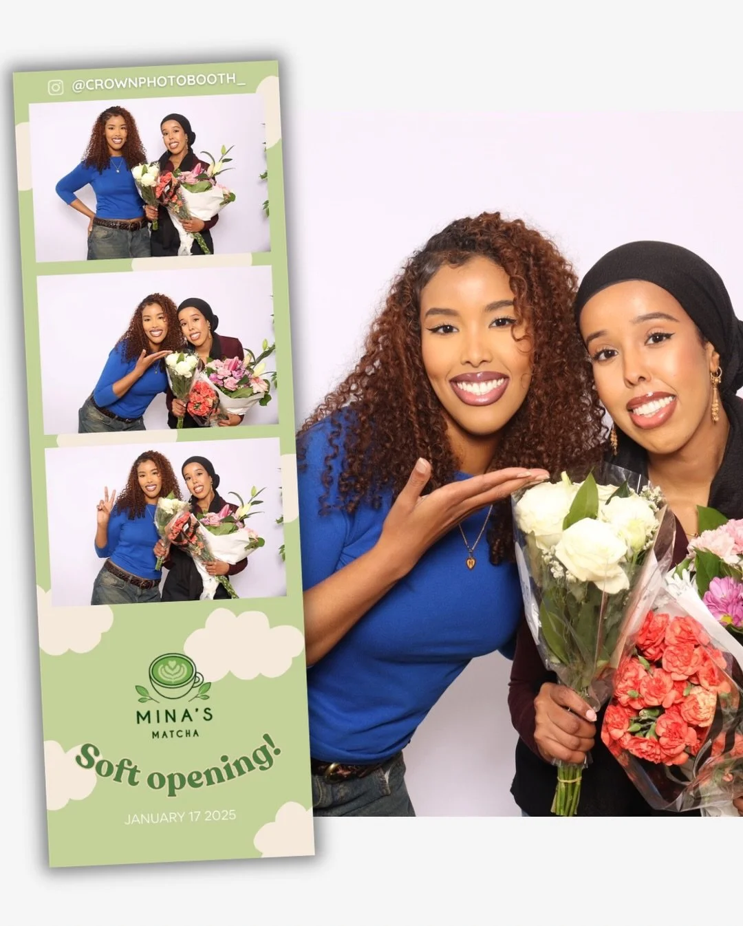 Photobooth flicks from Mina&rsquo;s matcha cafe - soft opening day in January 💚

#photobooth #seattlebusiness #seattlelocalbusiness #photoboothrental #weddingdecor seattleevents seattlephotobooth