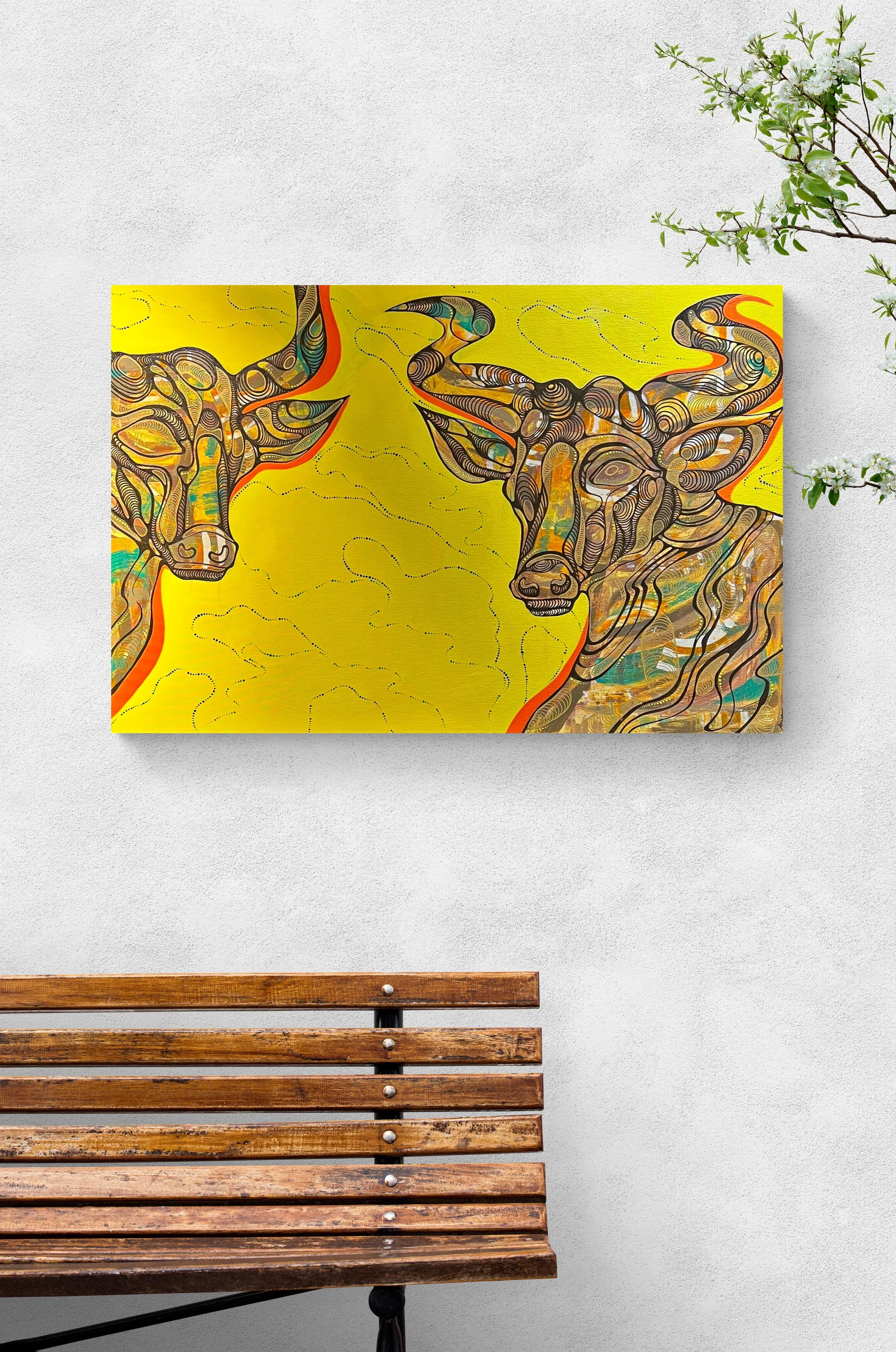 KOURPREY COMPANIONS
120CM X 80CM
ACRYLIC ON CANVAS - 2025
$ 880
