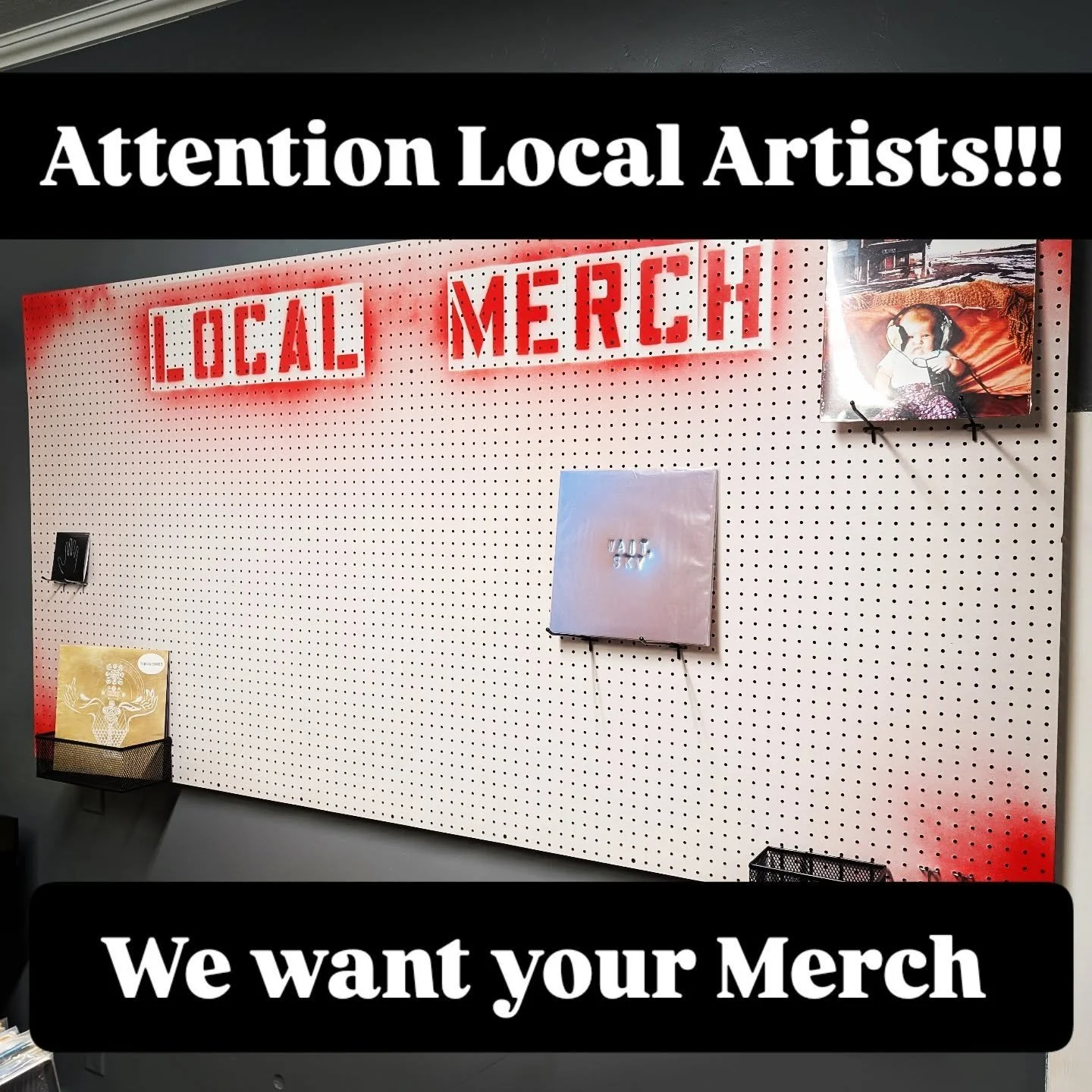If you are a local artist and would like to display your merch at Wylie Records please DM me or just stop by and we would be more than happy to consign your merch. T-Shirts, Albums, stickers, ect.
