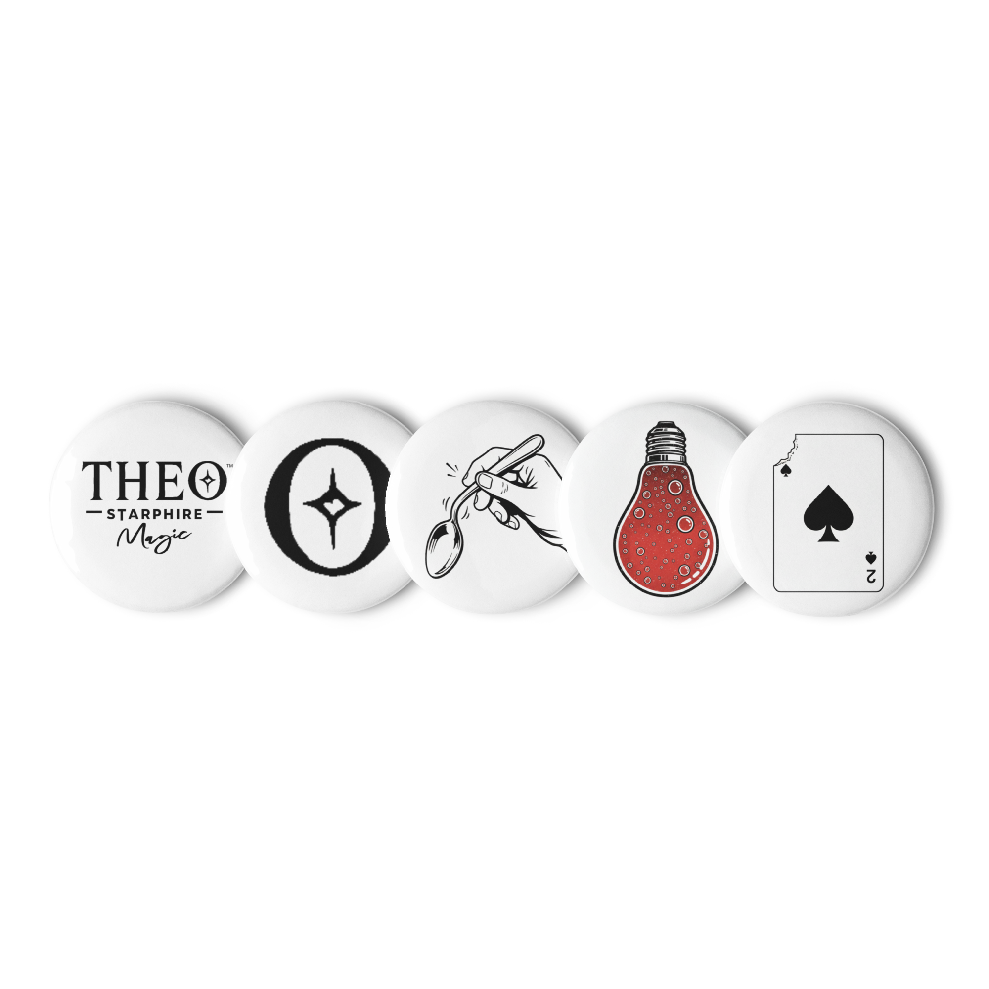 Theo Starphire™ | "Magic" | Collectors pin-buttons  - Set of five(5)