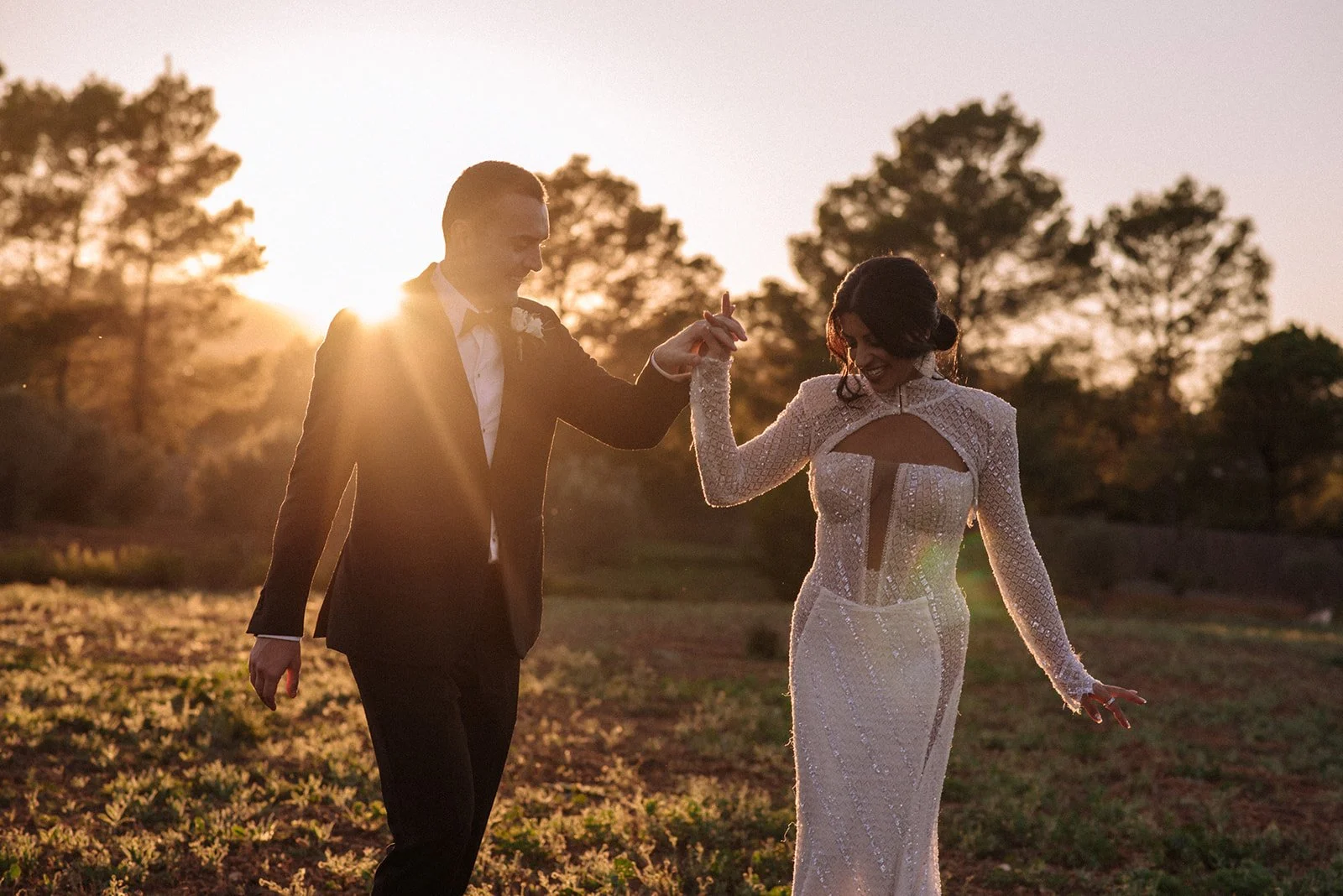 Couple shots at dusk, golden hour light at Ca Na Xica Ibiza