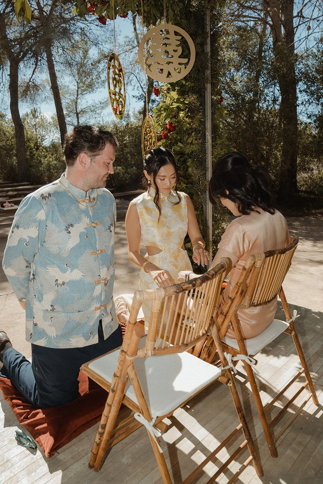 Traditional Chinese tea ceremony at luxury Ibiza wedding