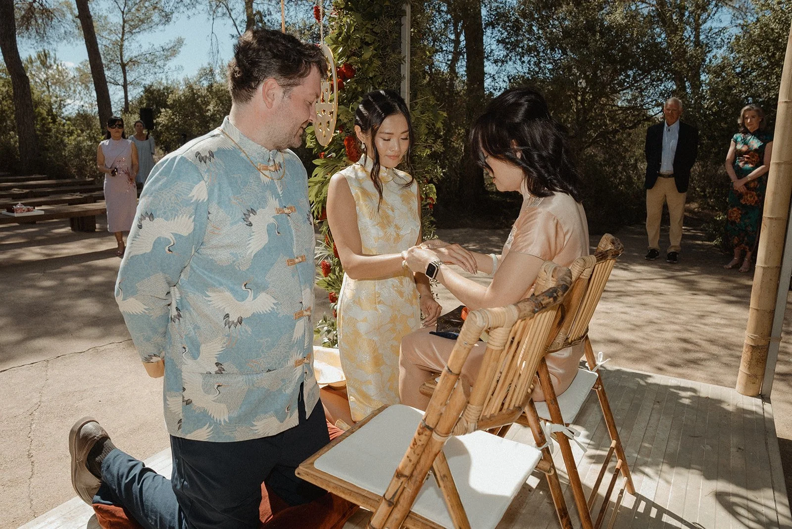 Traditional Chinese tea ceremony at luxury Ibiza wedding