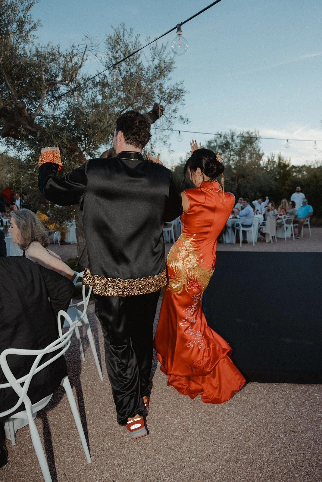 Chinese bridal fashion with modern styling, Ca Na Xica wedding Ibiza