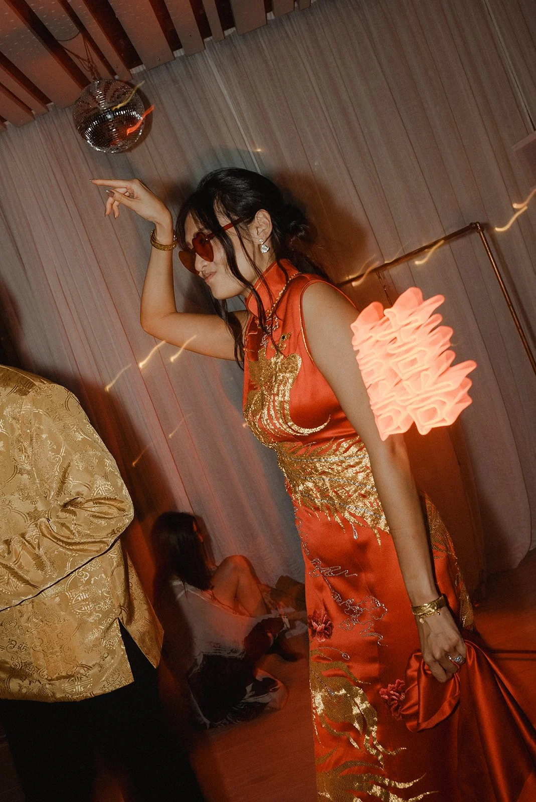 Chinese bridal fashion with modern styling, Ca Na Xica wedding Ibiza