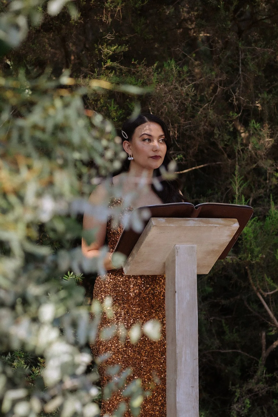 Stylish outdoor wedding ceremony in Ibiza countryside, lush floral arrangements by Aurea