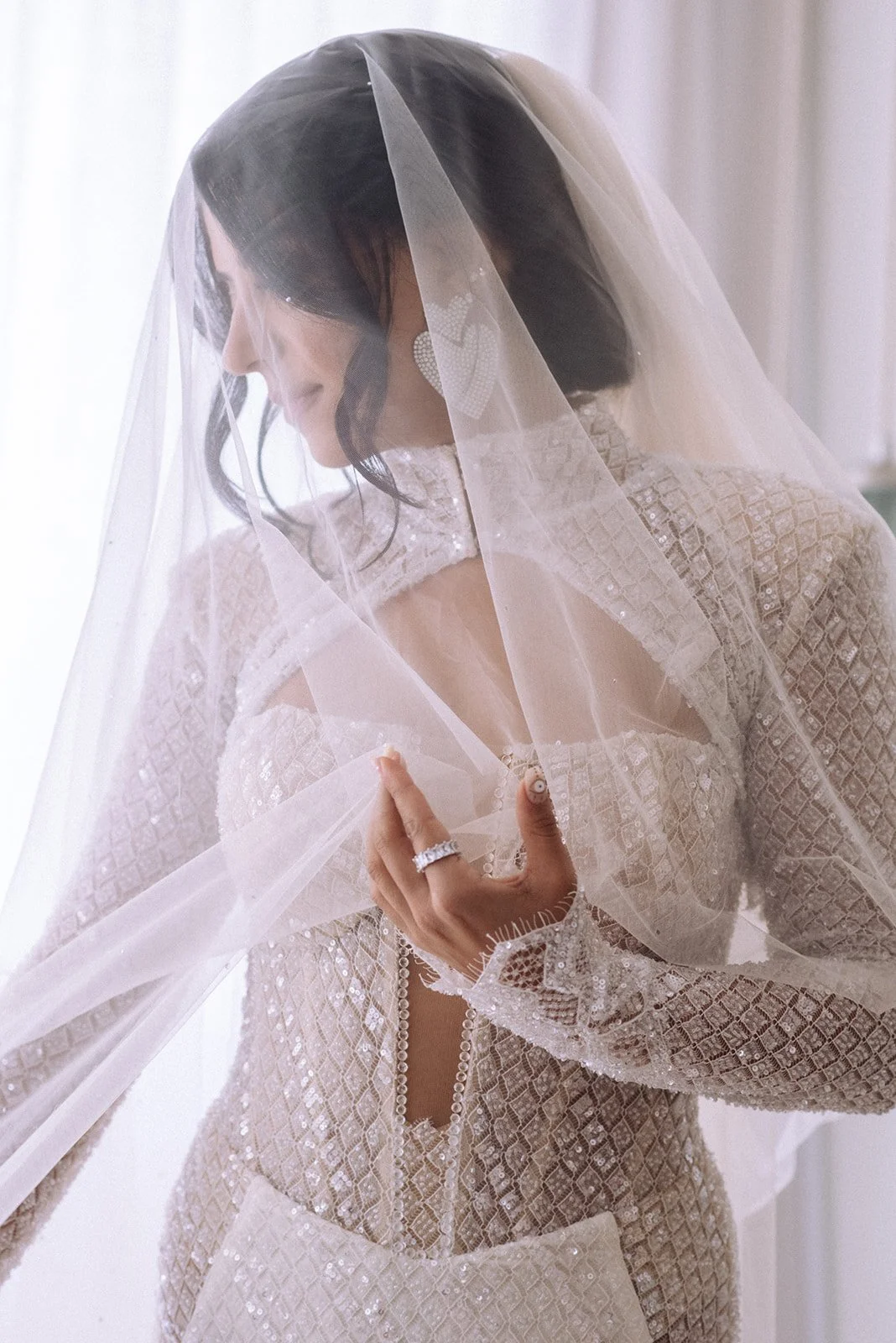 Fashion-forward bridal look with Versace heels and Cartier jewelry, Ca Na Xica wedding