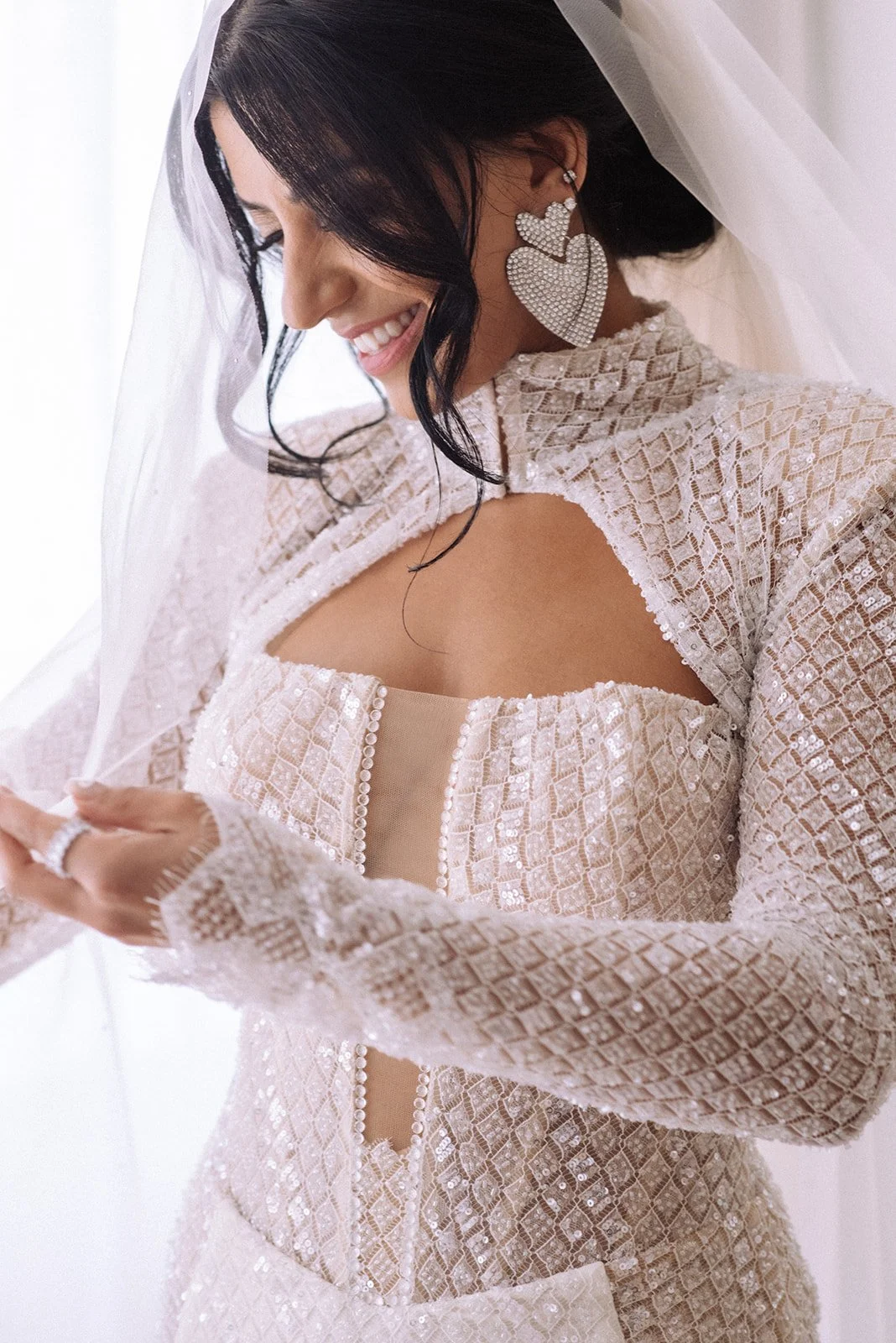 Fashion-forward bridal look with Versace heels and Cartier jewelry, Ca Na Xica wedding