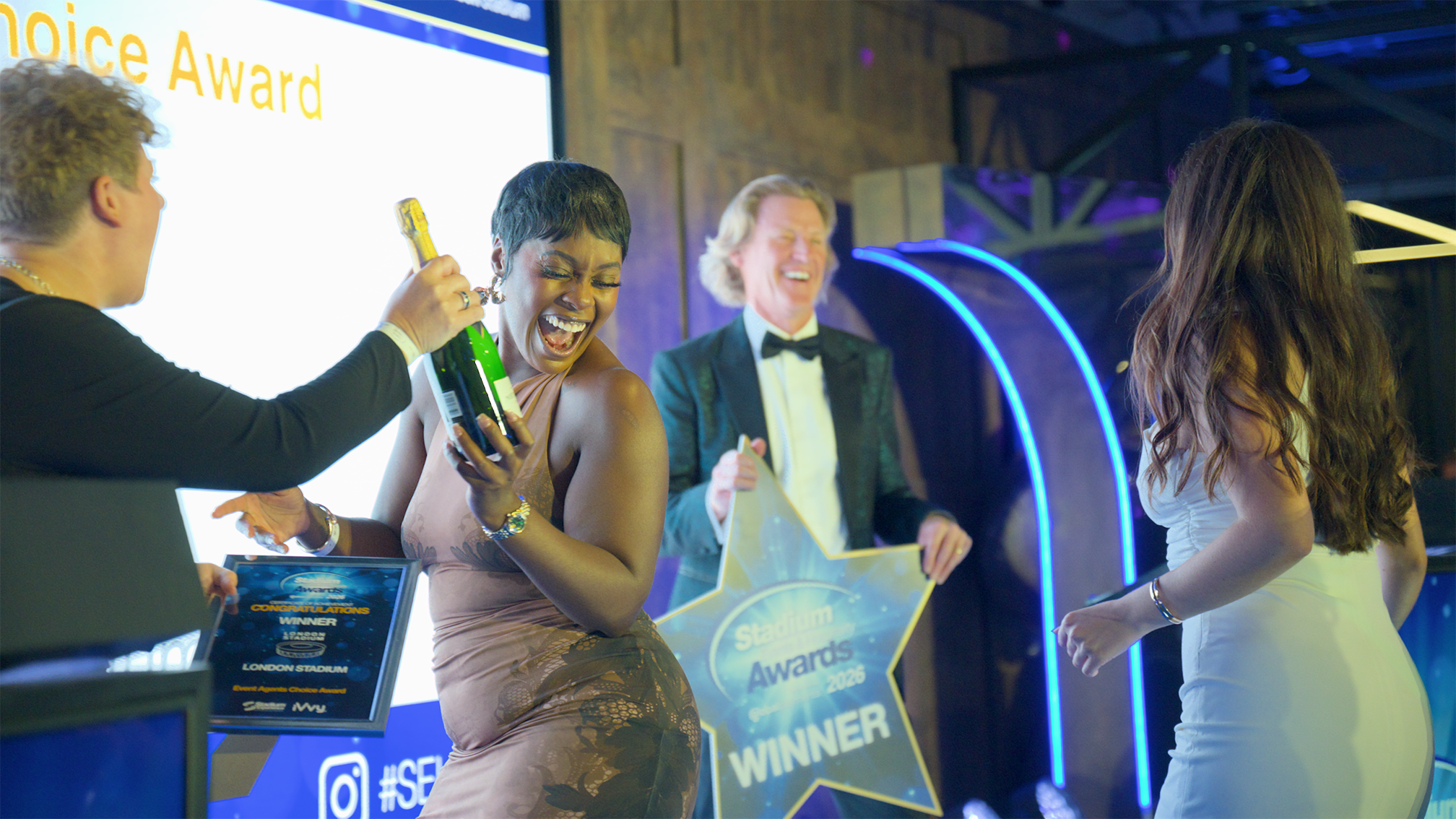 Snapshot from the Stadium Experience awards 2026, covered by Racing Snake Media