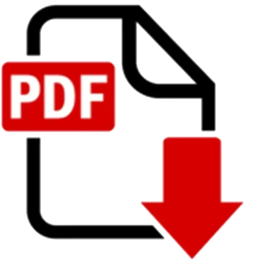 Symbol für PDF-Download mit rotem Pfeil nach unten