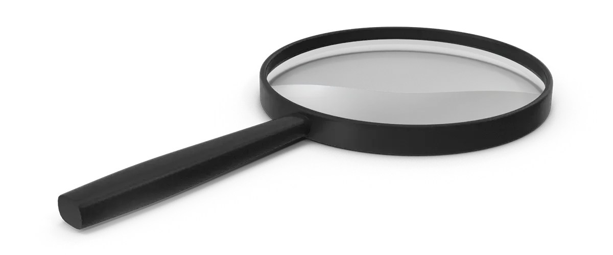 Eine Lupe auf schwarzem Hintergrund