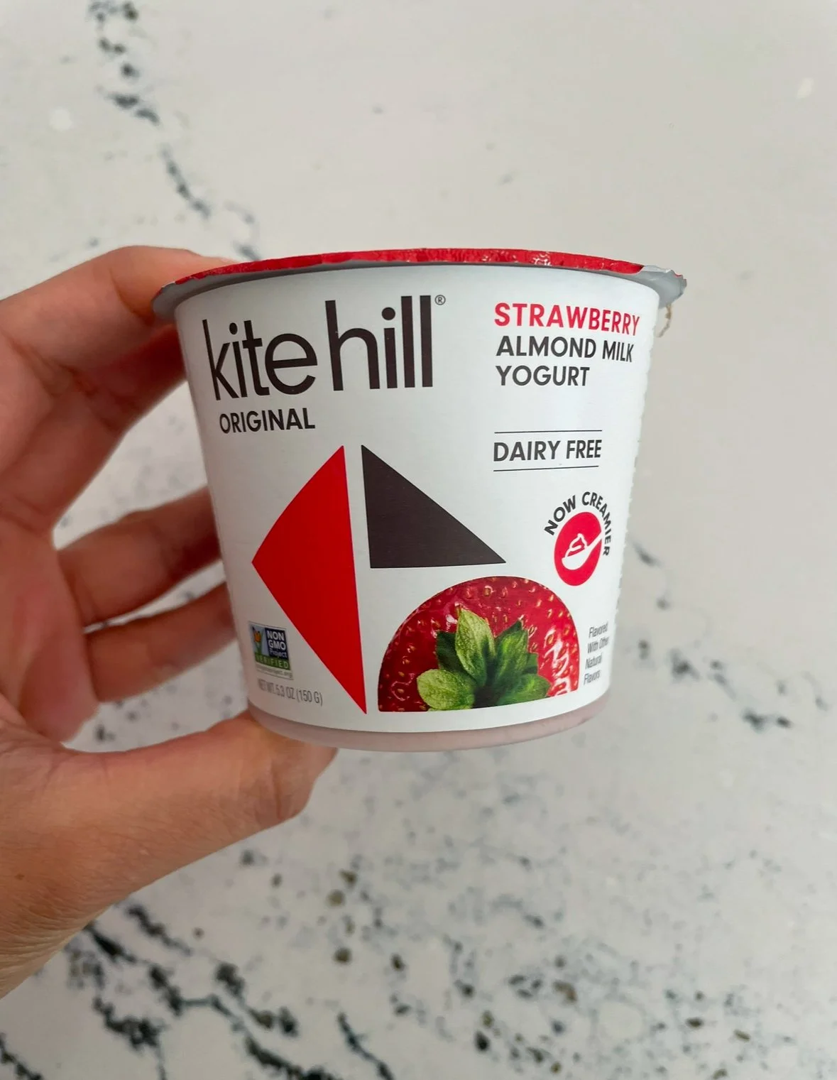 A dairy-free yogurt with a luscious, creamy texture made from almond milk and live cultures. Lightly sweetened with real strawberries. Looking forward to trying their other products like dairy-free cream cheese!