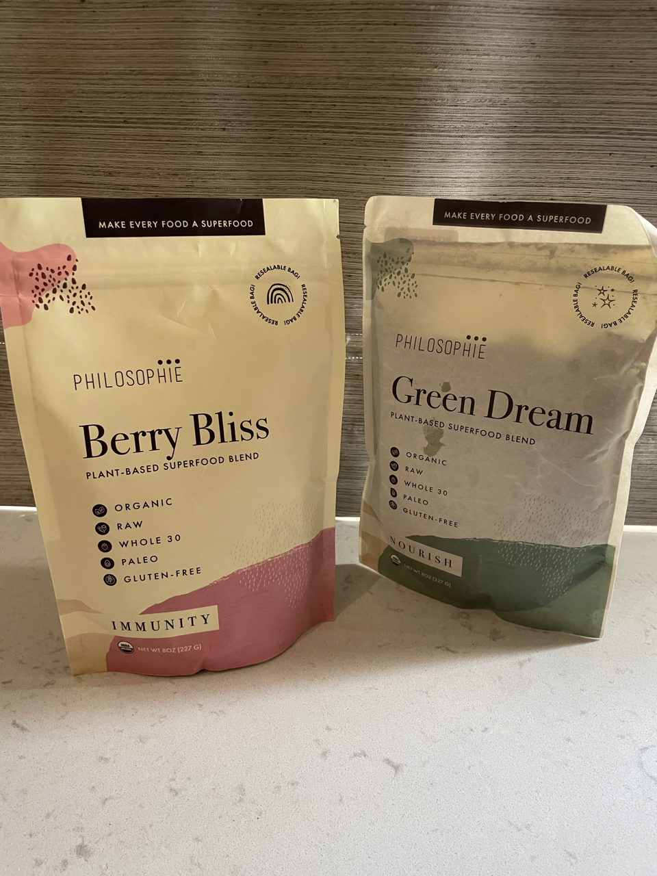 Philosophie does superfood blends packed with plant-based protein, antioxidants, and adaptogens—perfect for upgrading smoothies, chia bowls, and lattes with a nourishing boost.