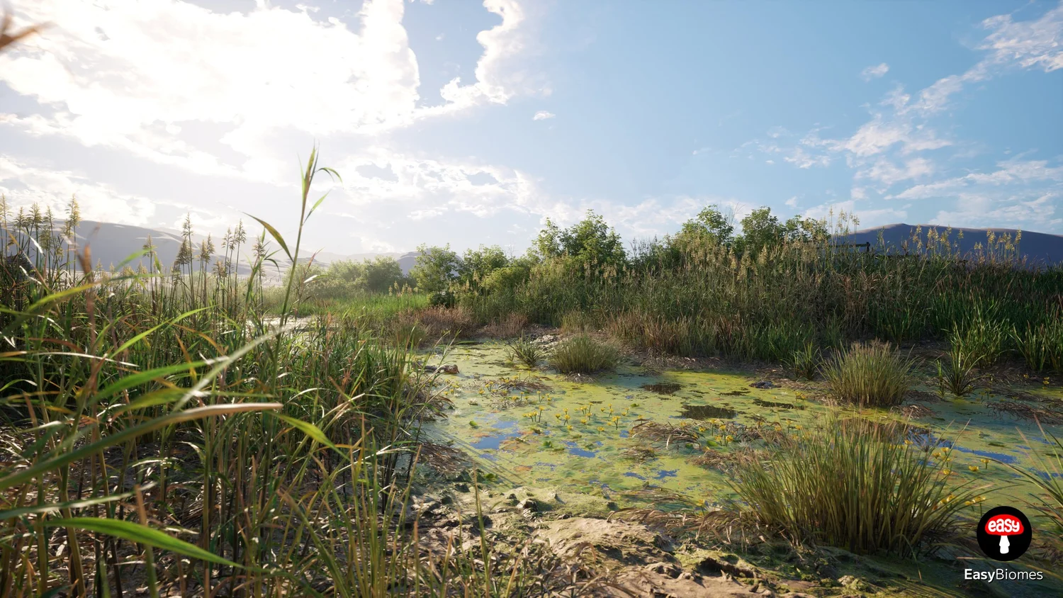 Unreal Engine 5 river biome with procedural banks and vegetation