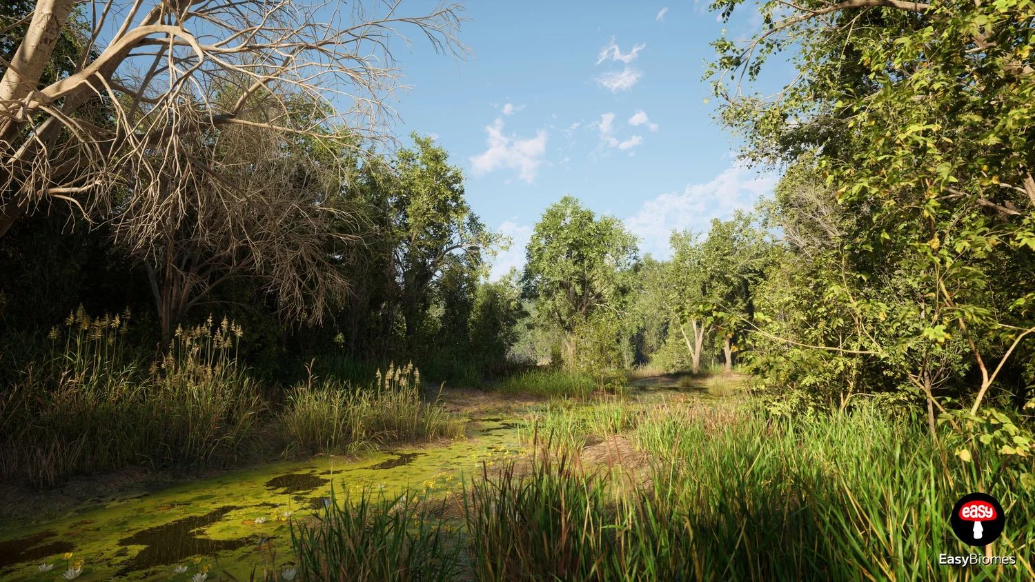 River biome asset featuring PCG vegetation and terrain in UE5