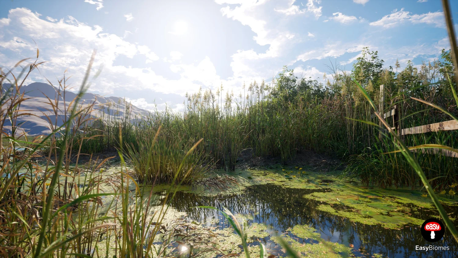 Realistic river and wetlands biome created using UE5 PCG