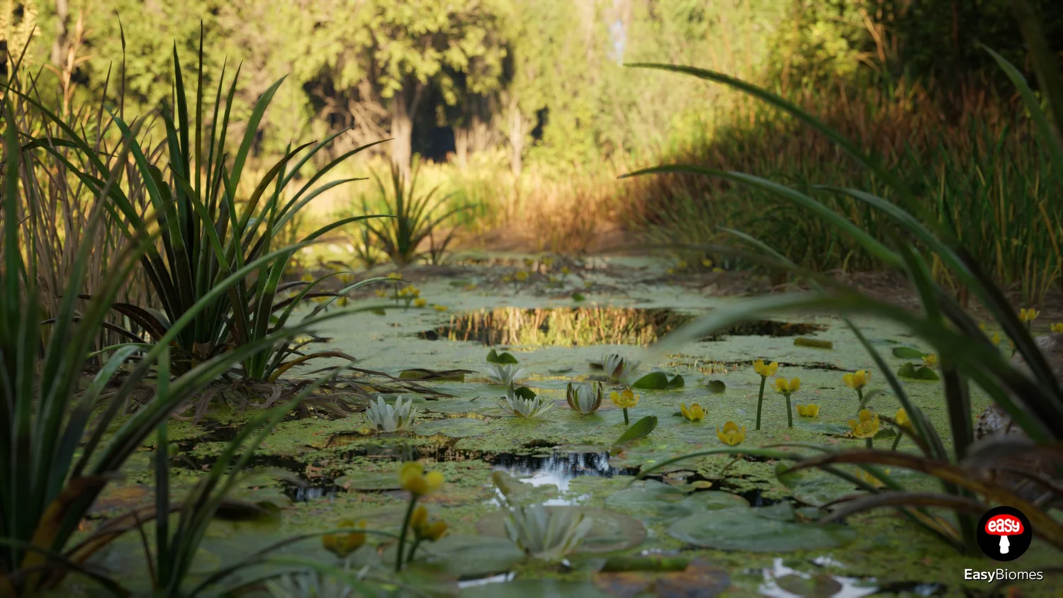 UE5 river biome with PCG generated banks and foliage