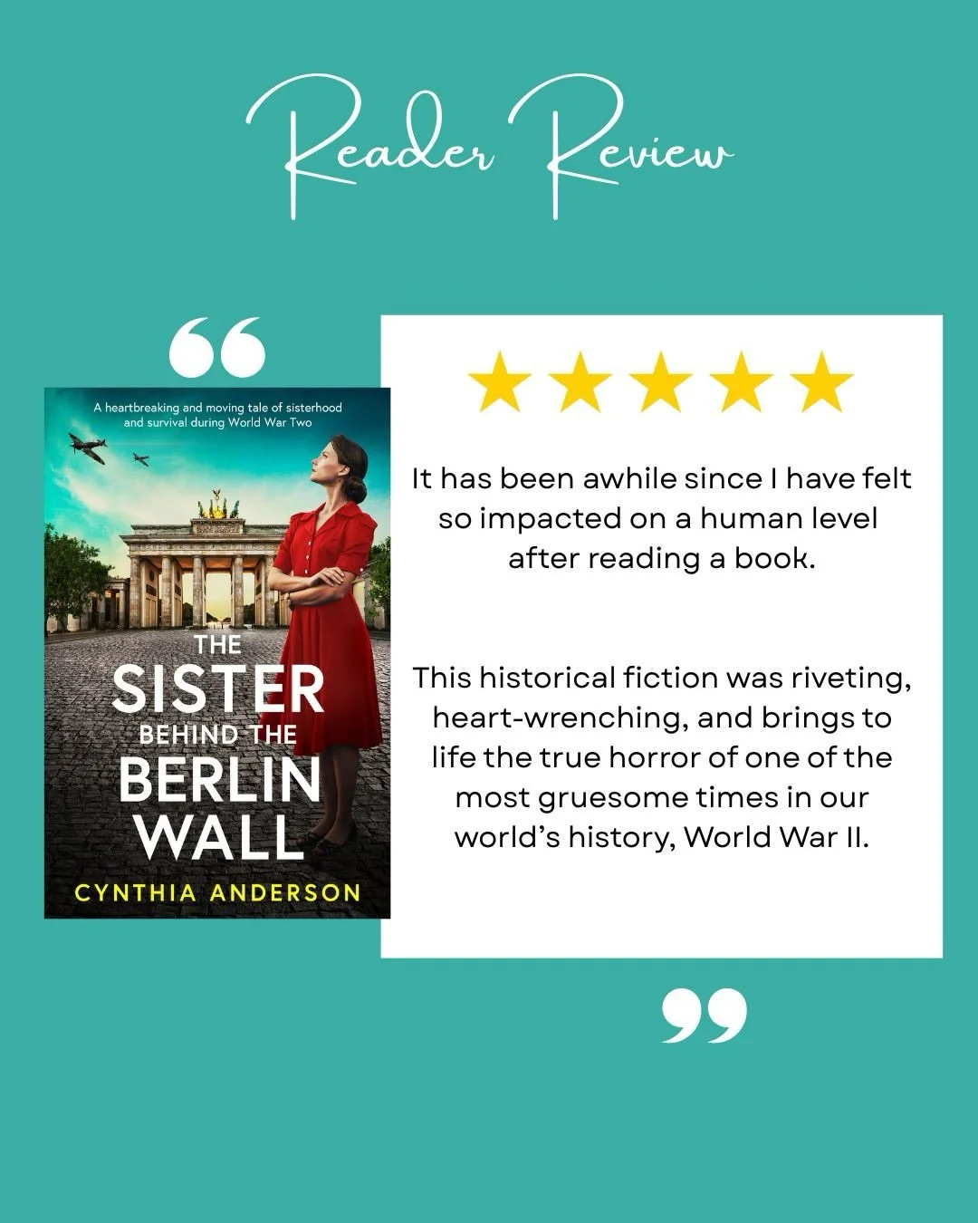 So grateful for this review of The Sister Behind the Berlin Wall posted last week by a reader on NetGalley. It means so much to authors when readers take the time not only to read our stories but to write thoughtful and insightful reviews! The Sister
