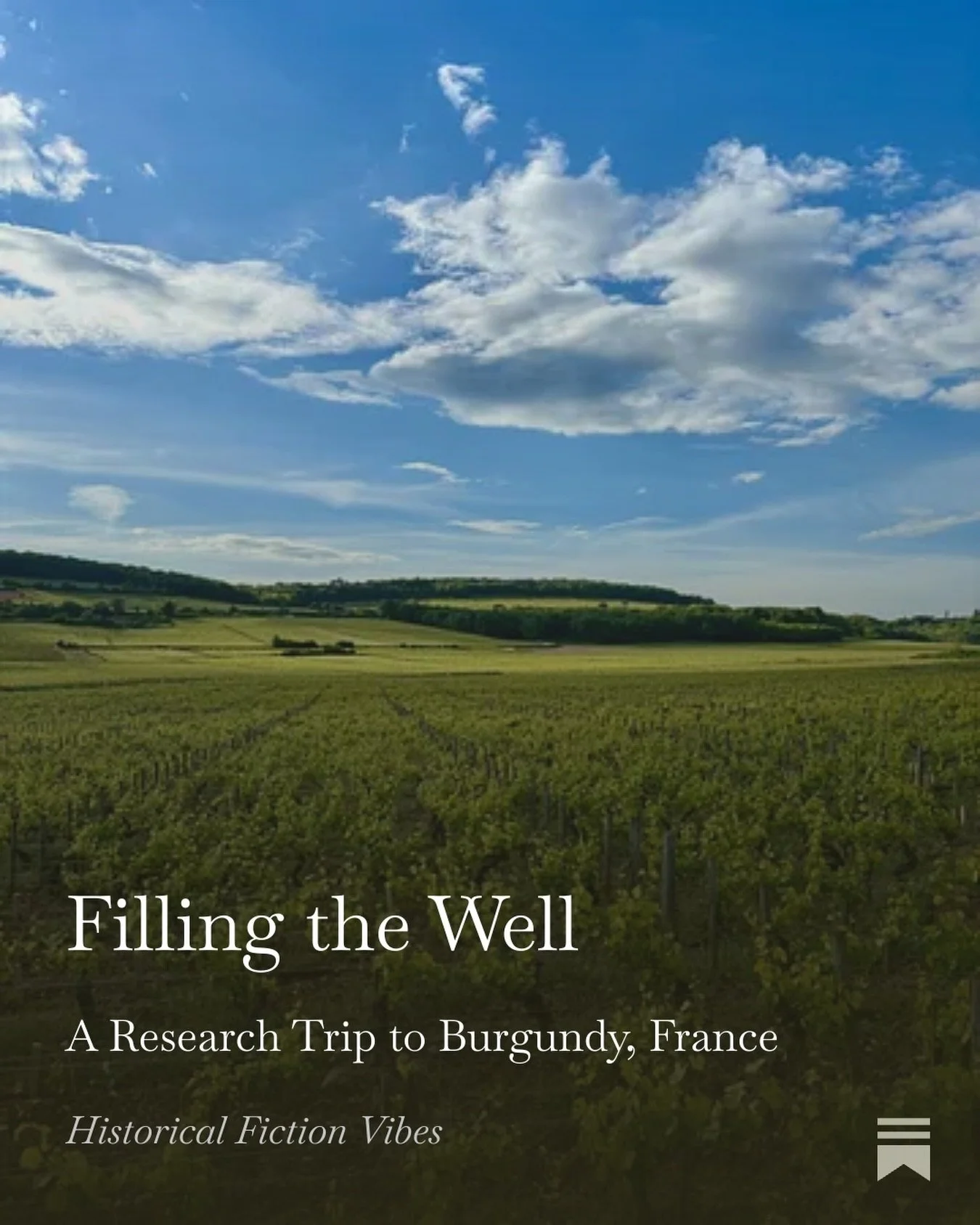 May newsletter is available in the link in my bio. I write about filling the well through spending time in the place where my current novel is set. Have you been to Burgundy or Pommard and did you notice the same things I did? #historicalfictionresea