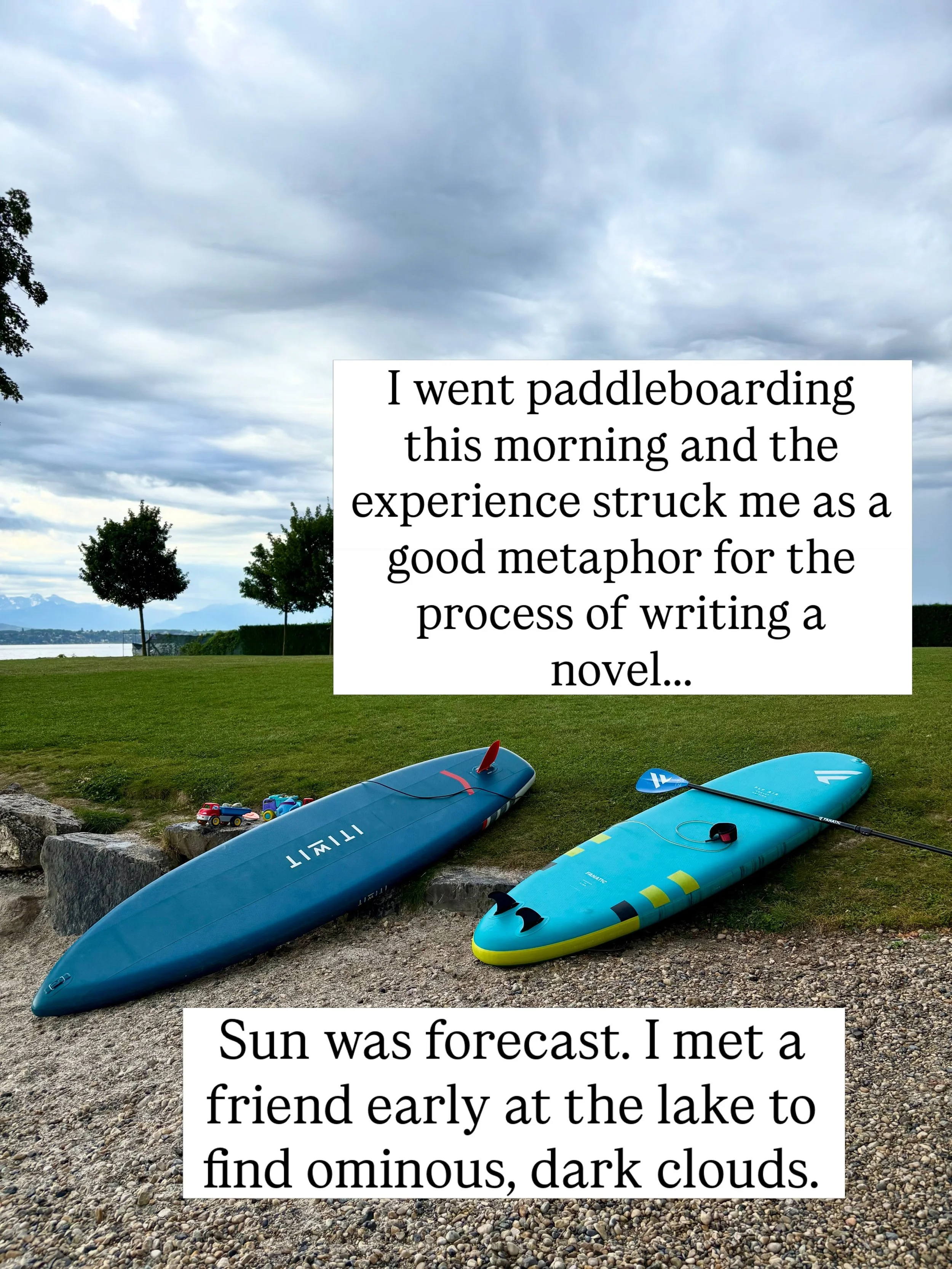 Went paddling with a friend this morning and as I&rsquo;m in the middle of writing book 3 with all the ups and downs in the process, I couldn&rsquo;t help but see some similarities! To all the writers out there&mdash;never give up even when the sky i