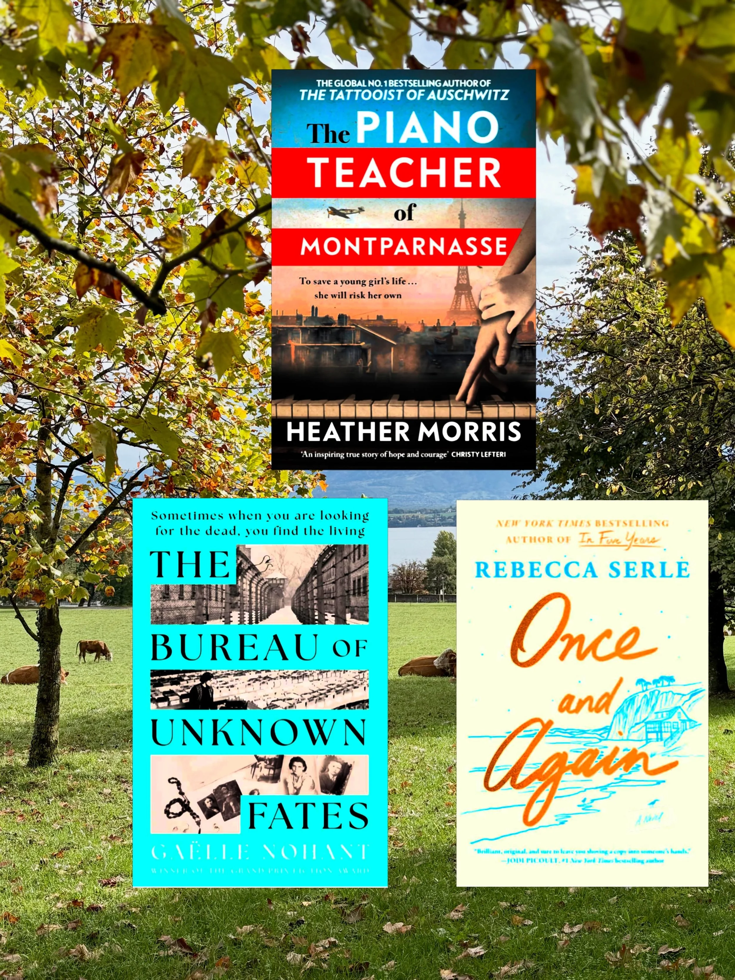 Autumn Reads: all 2026 releases with wonderful stories and excellent writing. Does anyone else read three books at a time? What are you reading this autumn? 🤷&zwj;♀️📚🍁🍂 #threebooks #autumreads #thepianoteacherofmontparnasse #thebureauofunknownfat