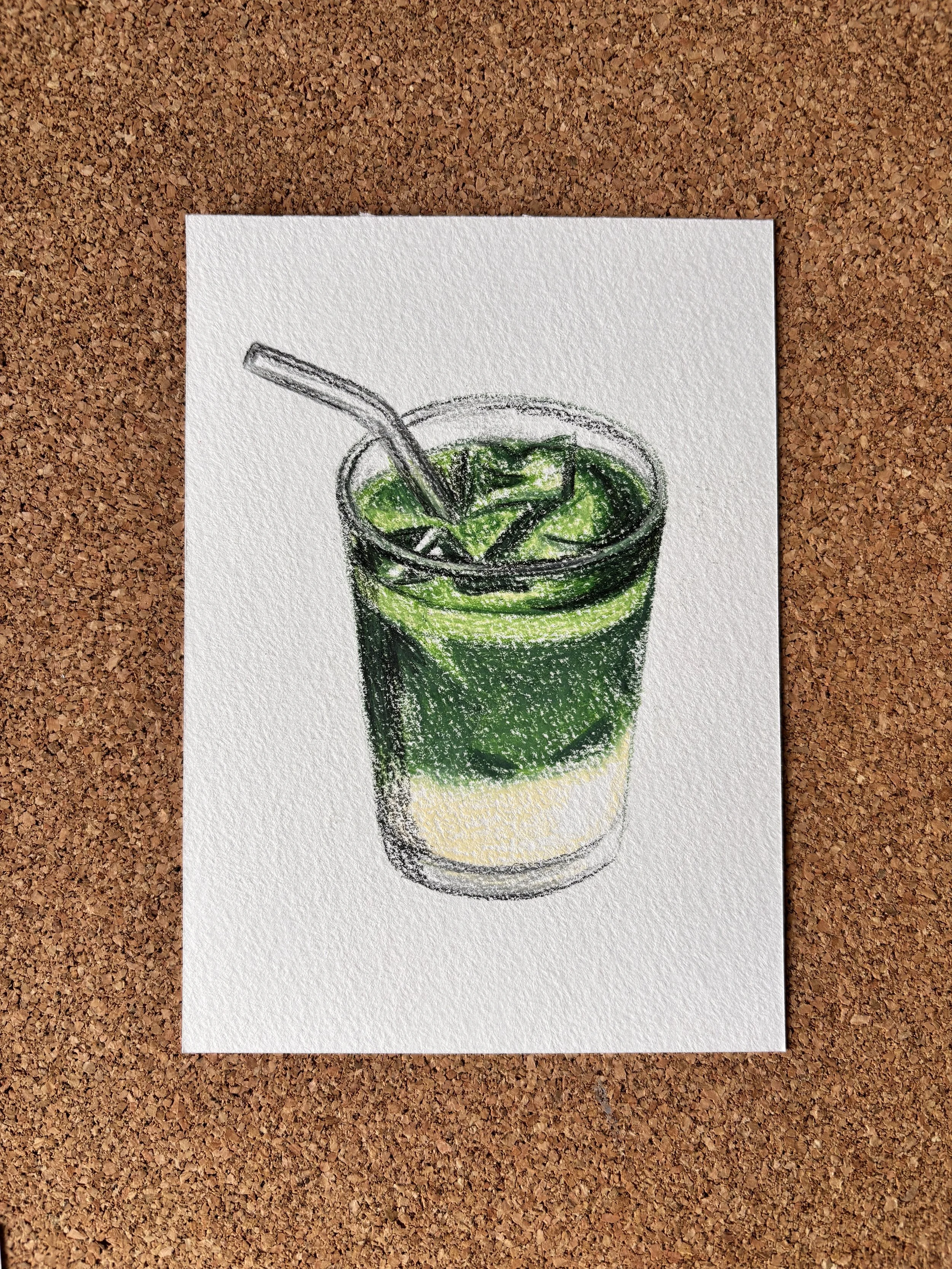 Iced Matcha - A6 Hand-drawn Illustration